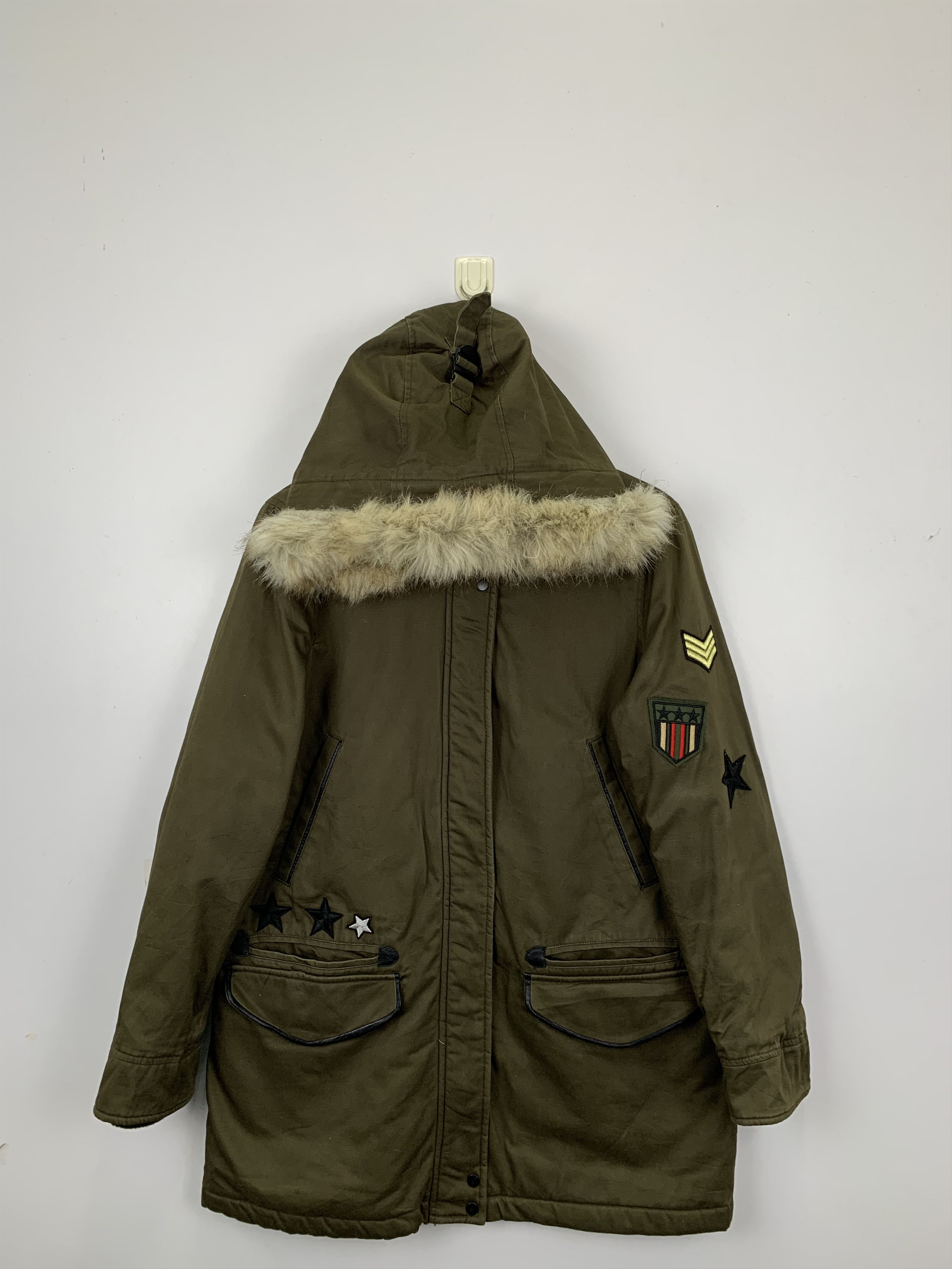 ZARA Hoodie Sherpa Jacket Military Style J0834