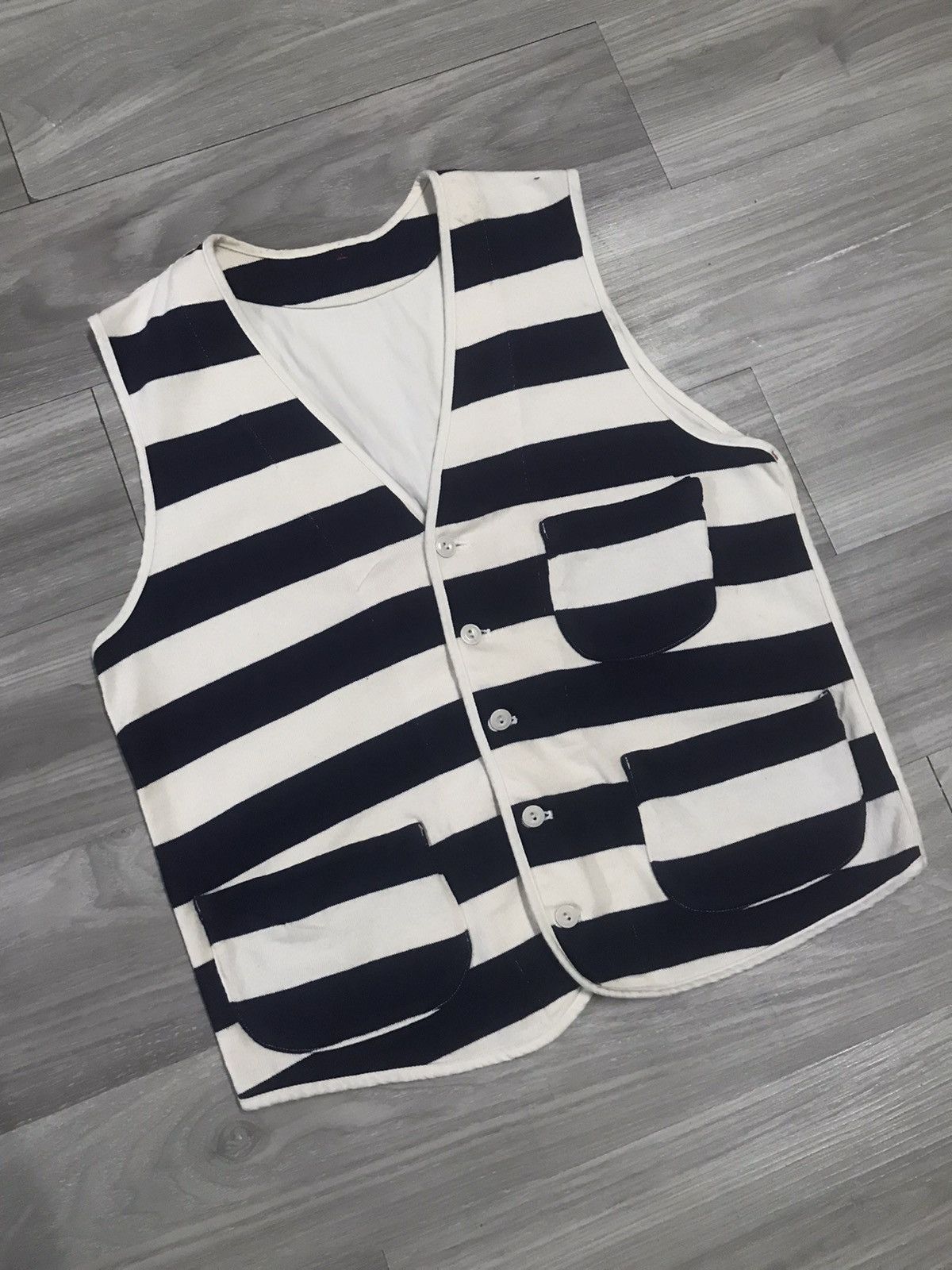 Indigo × Japanese Brand Boston Nine Mil-spec Stripes Thick Cotton Vest Size US M / EU 48-50 / 2 - 8 Thumbnail