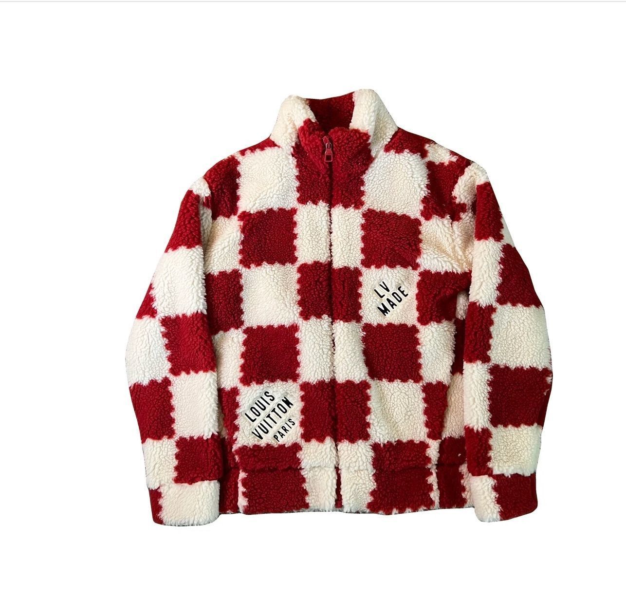 LOUIS VUITTON X NIGO JACQUARD DAMIER FLEECE BLOUSON GARNET RED