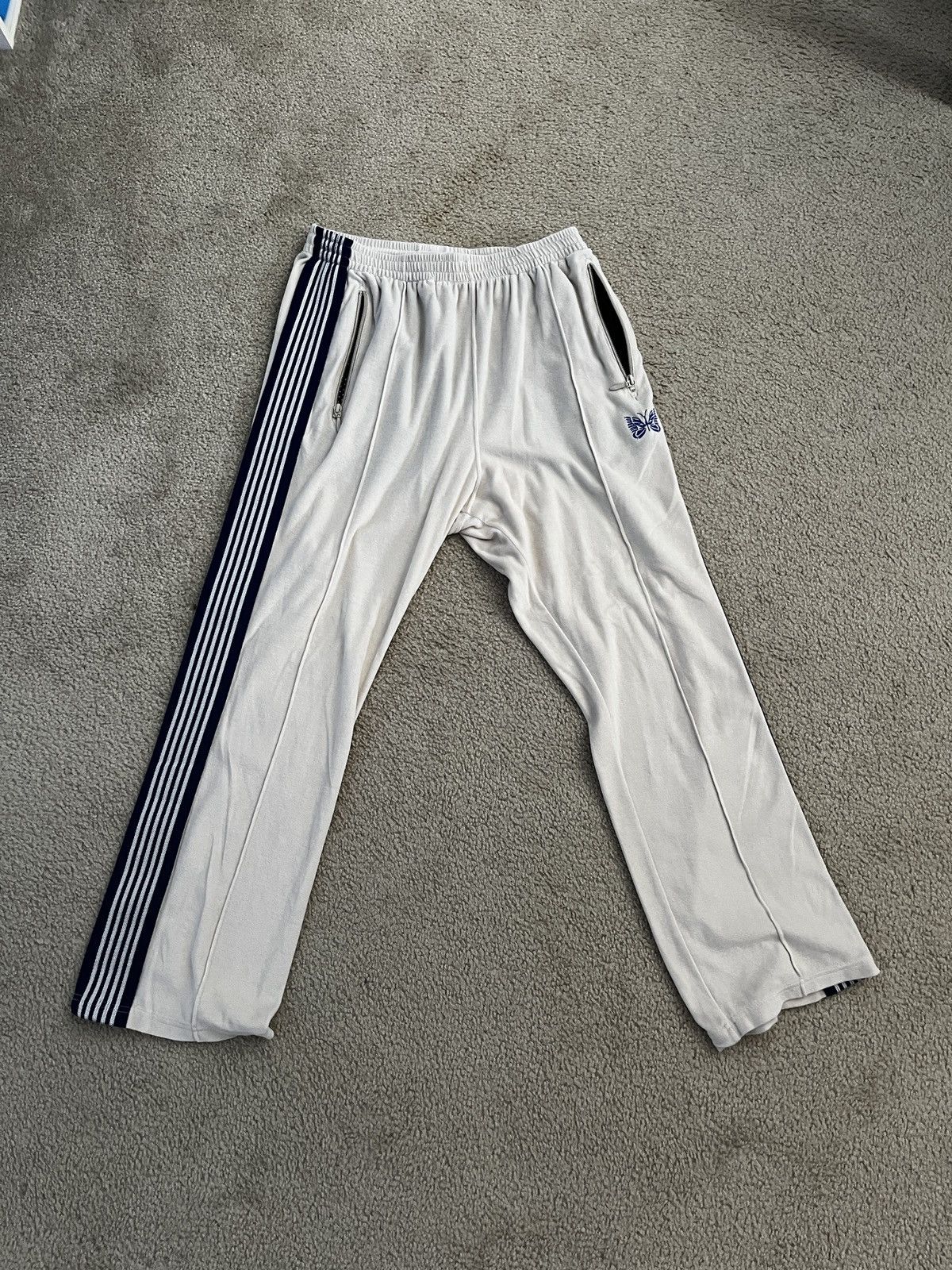 Pre-owned Needles Velour Track Pants White/blue