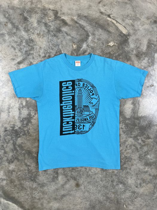 Supreme Supreme Fuck The Police Badge Tee Teal Large SS08 | Grailed