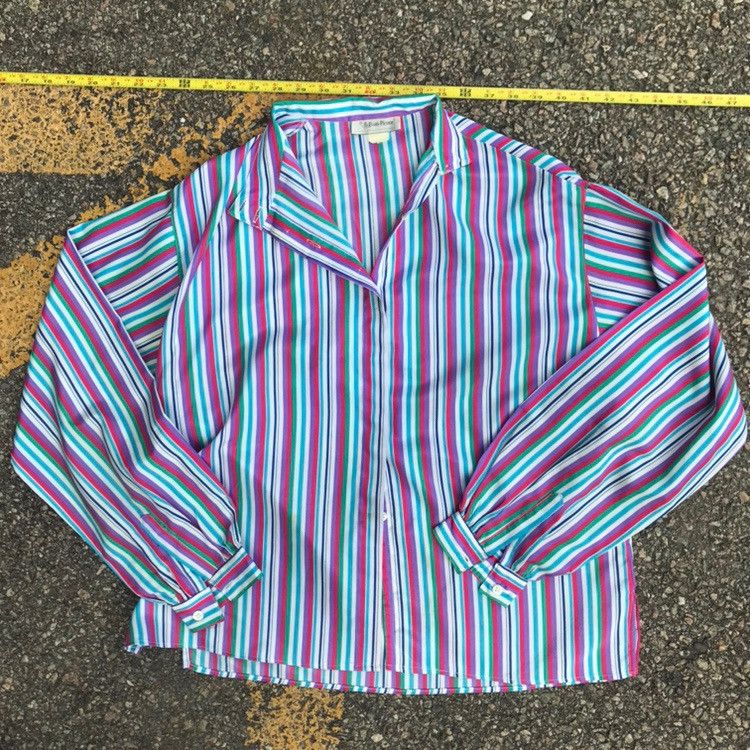 Vintage 70s Vintage Made in usa Button Up Long Sleeve pinstripe Size M / US 6-8 / IT 42-44 - 2 Thumbnail