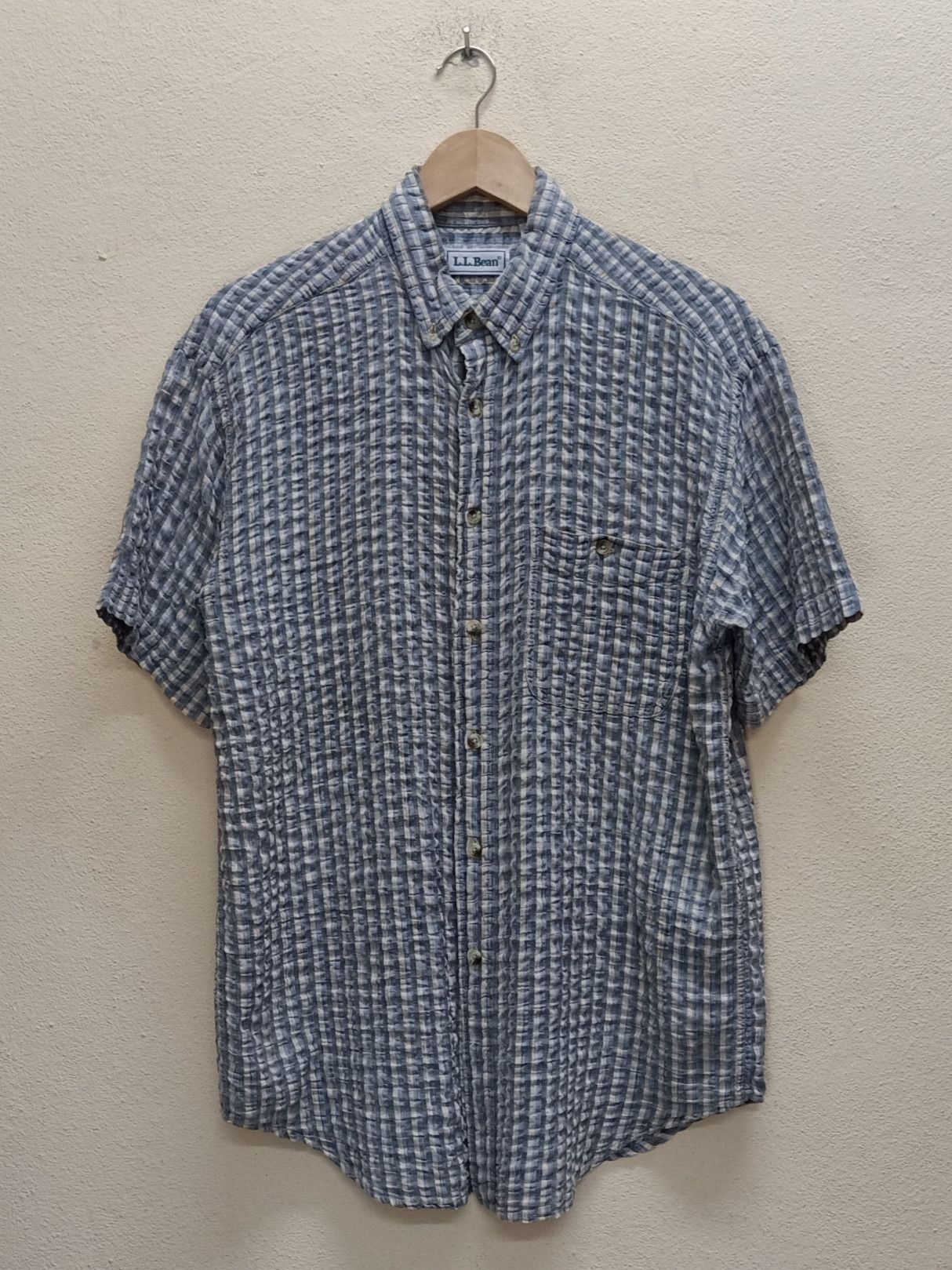 L.L. Bean × Vintage L.L. BEAN Vintage Checkered Embossed M Short Sleeve Shirts Size US M / EU 48-50 / 2 - 1 Thumbnail