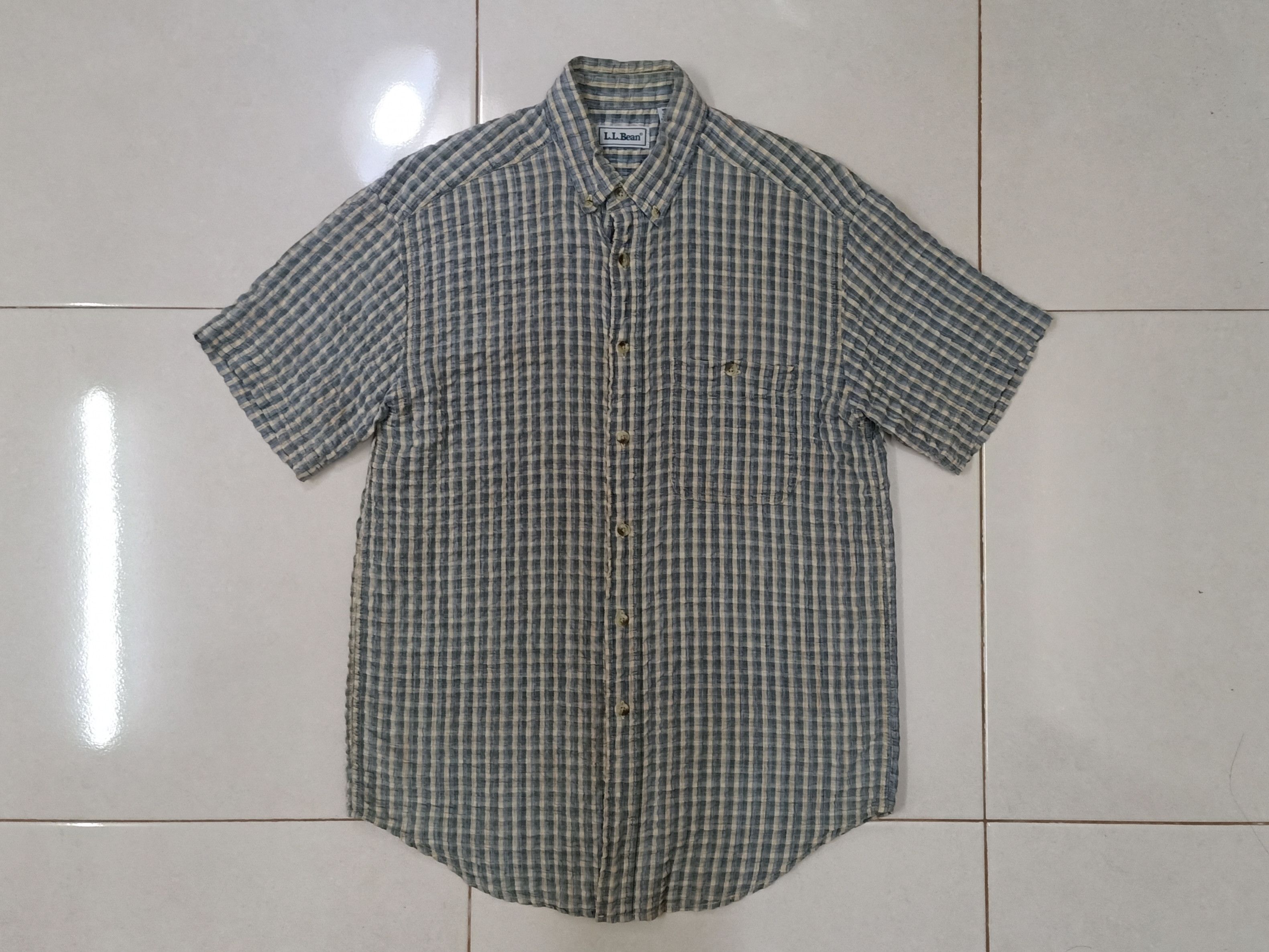L.L. Bean × Vintage L.L. BEAN Vintage Checkered Embossed M Short Sleeve Shirts Size US M / EU 48-50 / 2 - 3 Thumbnail