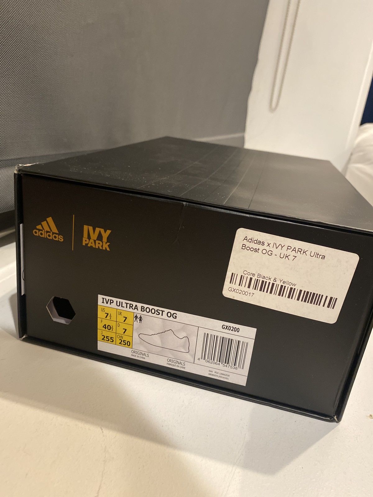 adidas gazelle silver green womens Ivy Park x adidas UltraBoost 'Black Hi‑Res Yellow GX0200 main image 1