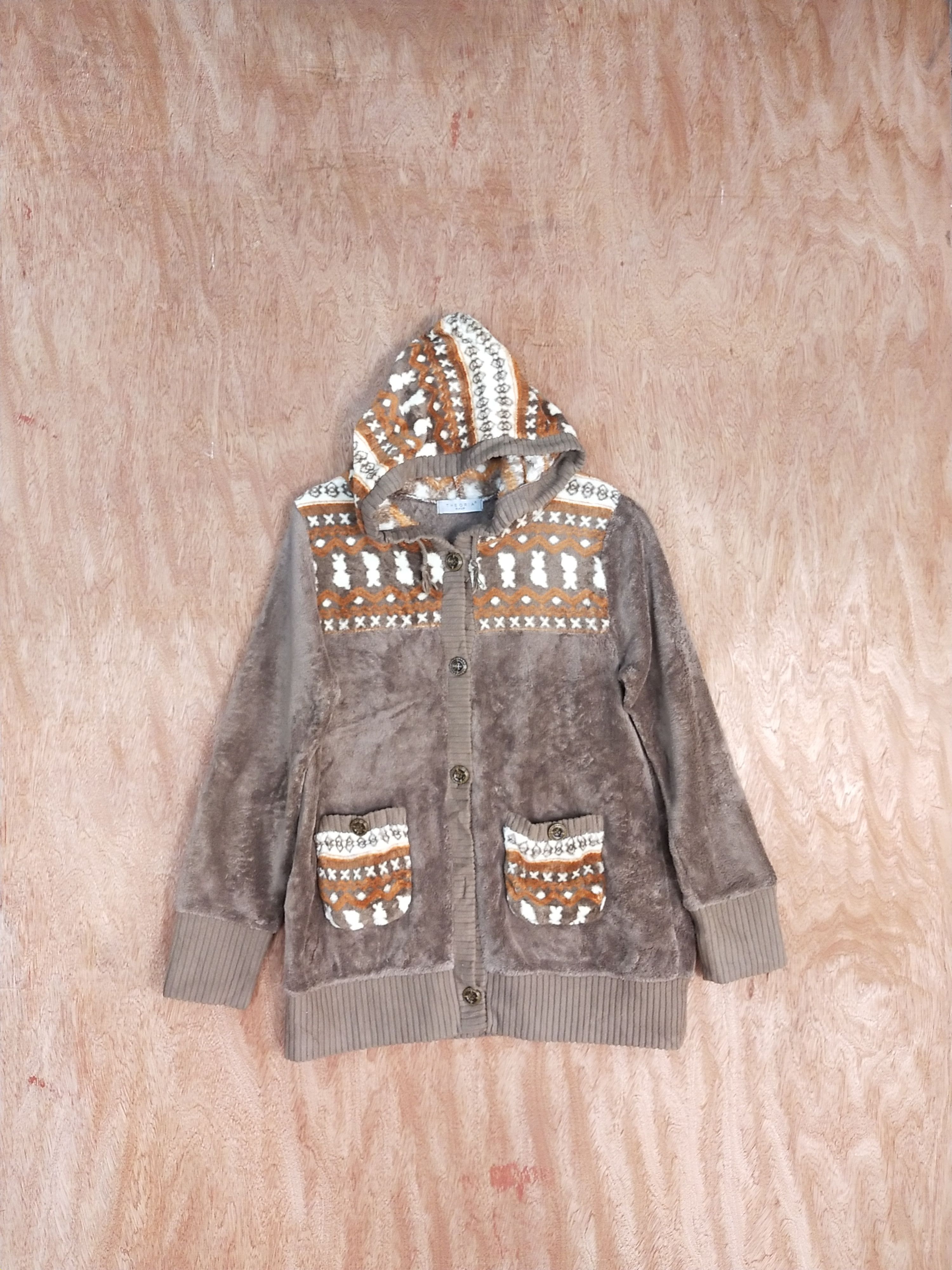 Homespun Knitwear × Japanese Brand Theoria cardigan art fleece brown Knitwear #S099 Size US M / EU 48-50 / 2 - 1 Thumbnail