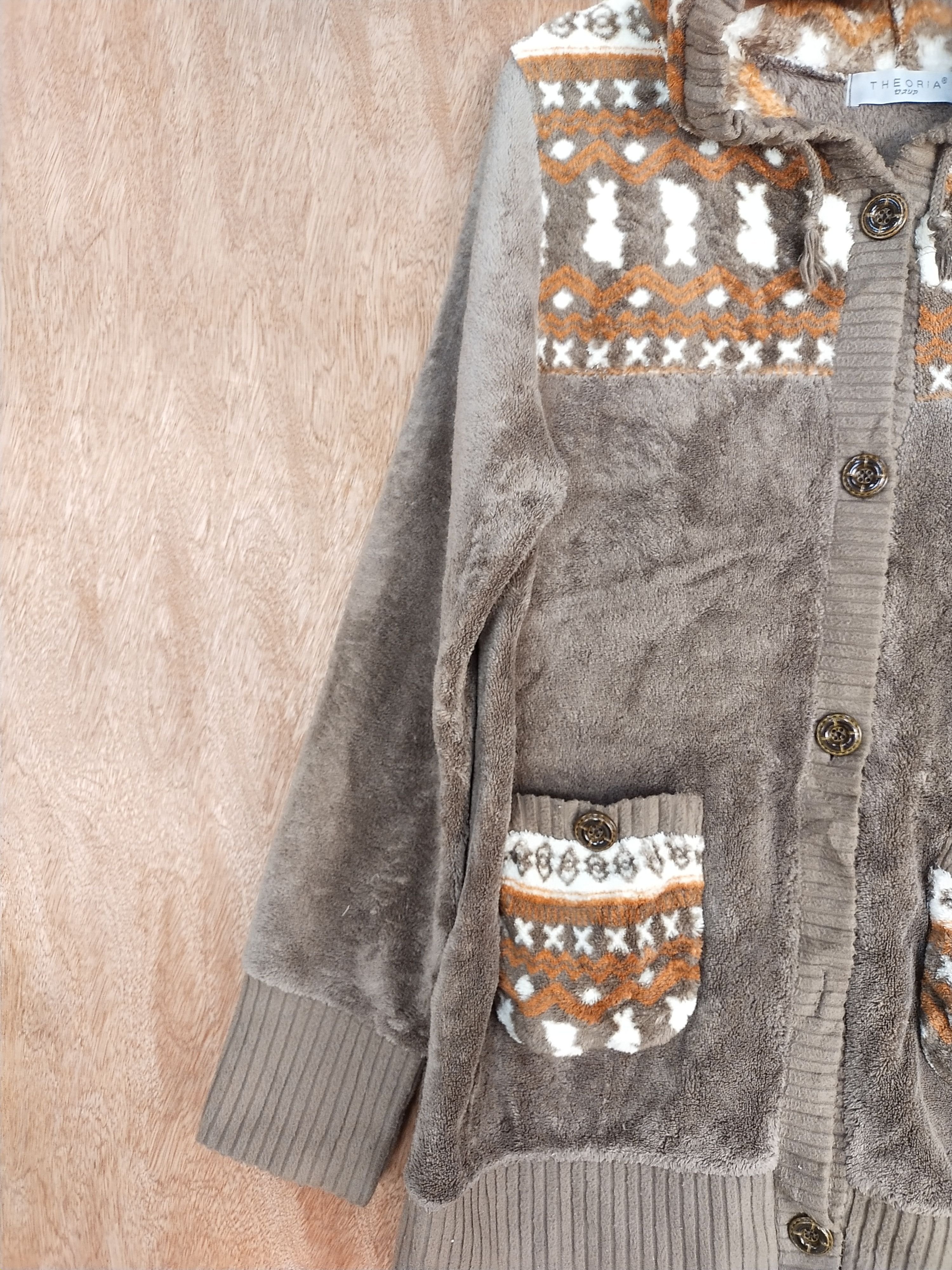 Homespun Knitwear × Japanese Brand Theoria cardigan art fleece brown Knitwear #S099 Size US M / EU 48-50 / 2 - 5 Thumbnail
