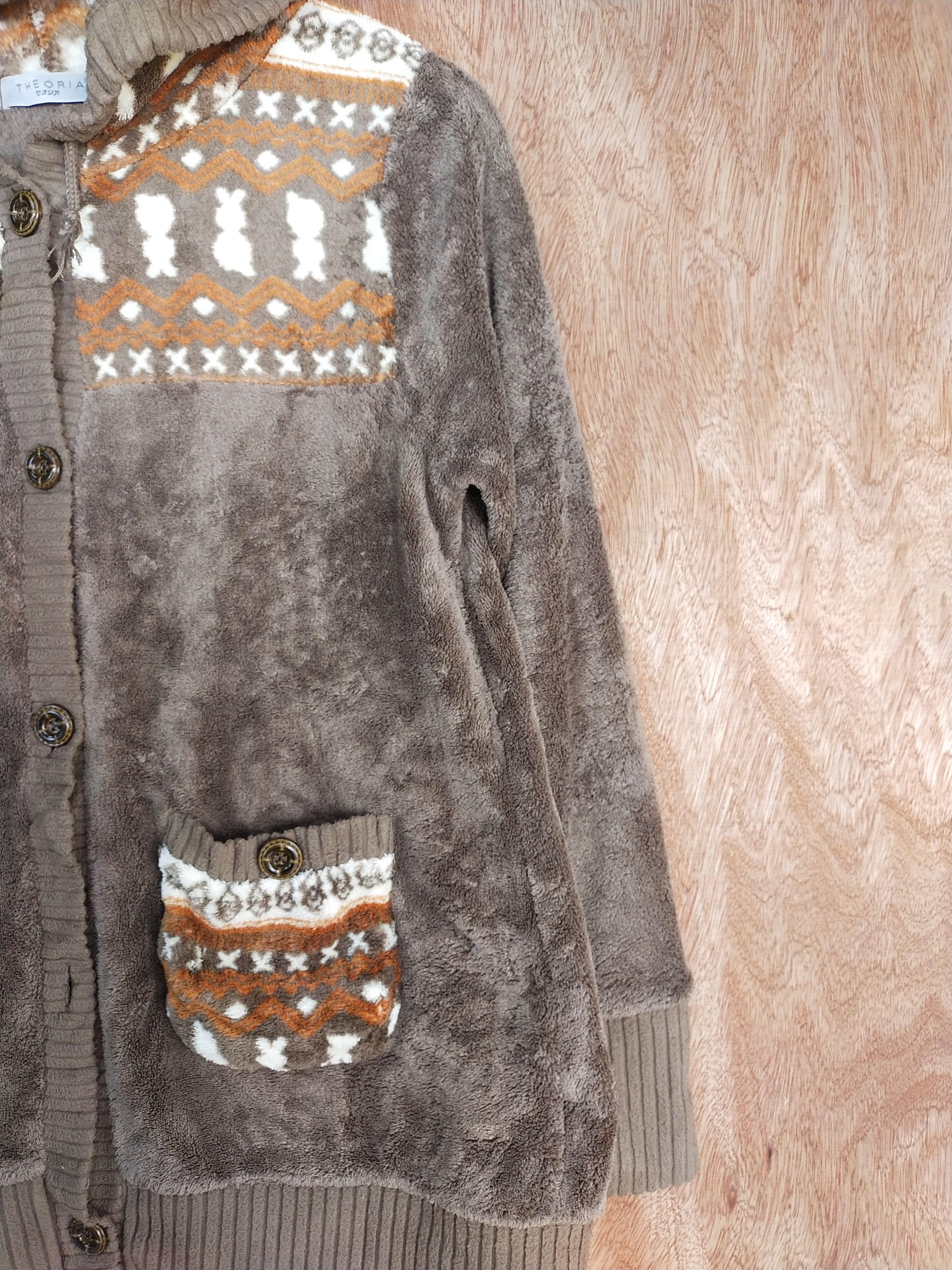 Homespun Knitwear × Japanese Brand Theoria cardigan art fleece brown Knitwear #S099 Size US M / EU 48-50 / 2 - 3 Thumbnail