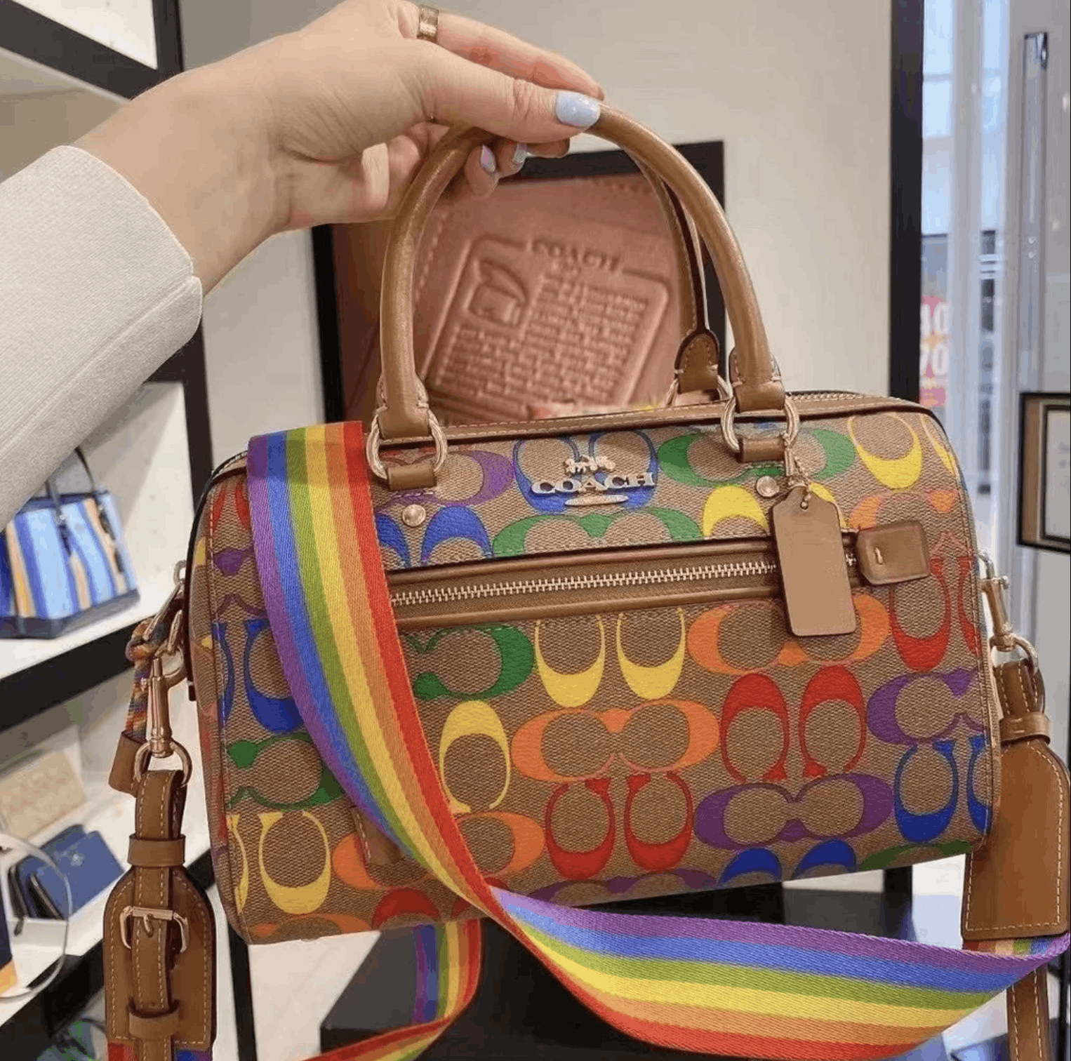 Coach Rowan discount Satchel In Rainbow Signature Canvas