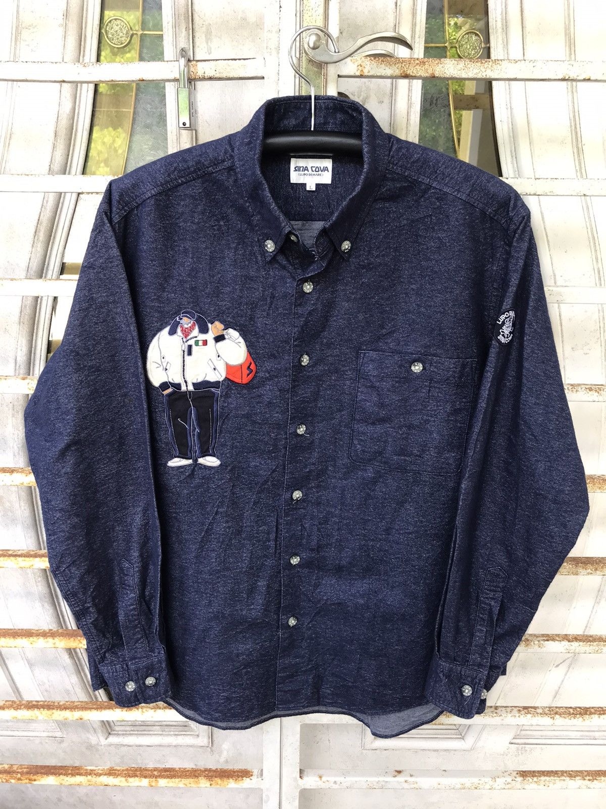 Designer × Japanese Brand SINO COVA Japan Designer Spell Out Embroidery Shirt Size US L / EU 52-54 / 3 - 5 Thumbnail