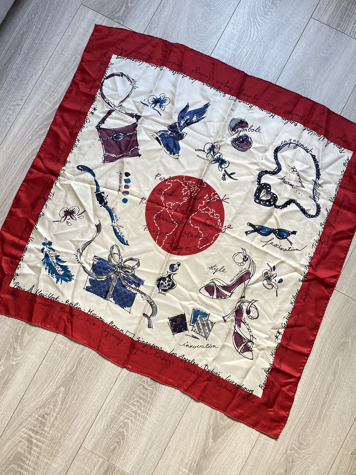 Mercedes Benz silk scarf handkerchief
