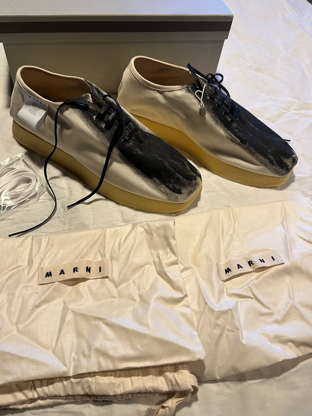 Marni square toe platform canvas sneakers.