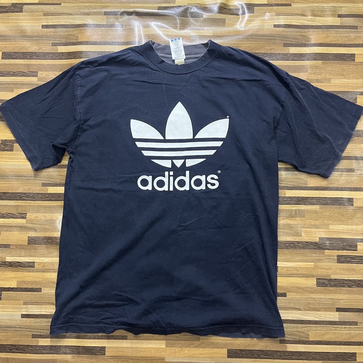Adidas × Vintage Vintage 1980s Adidas Trefoil TShirt Single Stitch Size US L / EU 52-54 / 3 - 14 Thumbnail