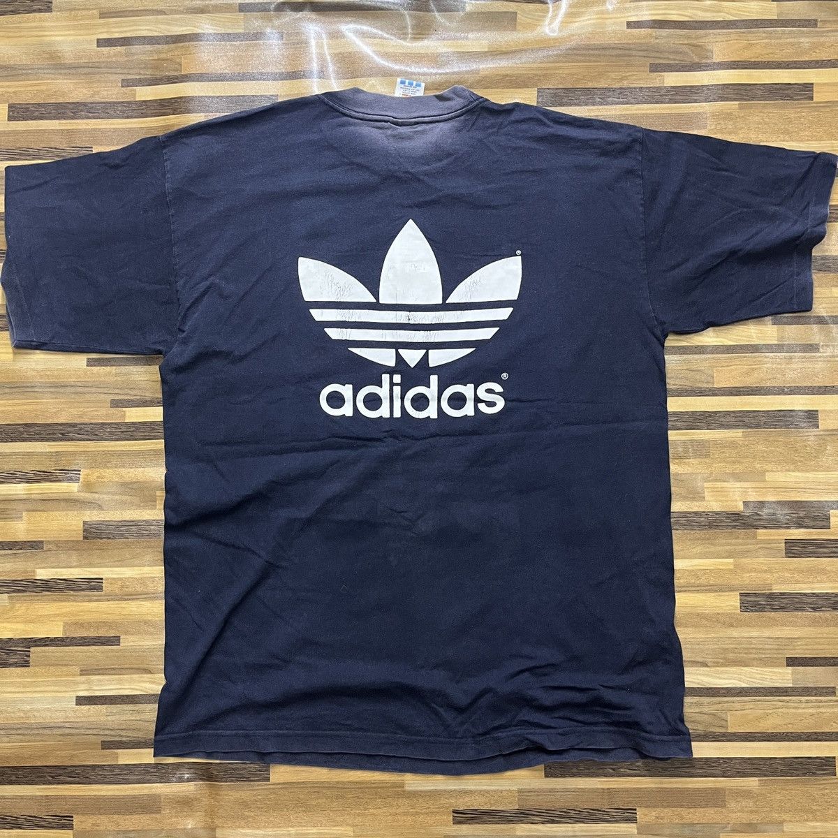 Adidas × Vintage Vintage 1980s Adidas Trefoil TShirt Single Stitch Size US L / EU 52-54 / 3 - 12 Thumbnail