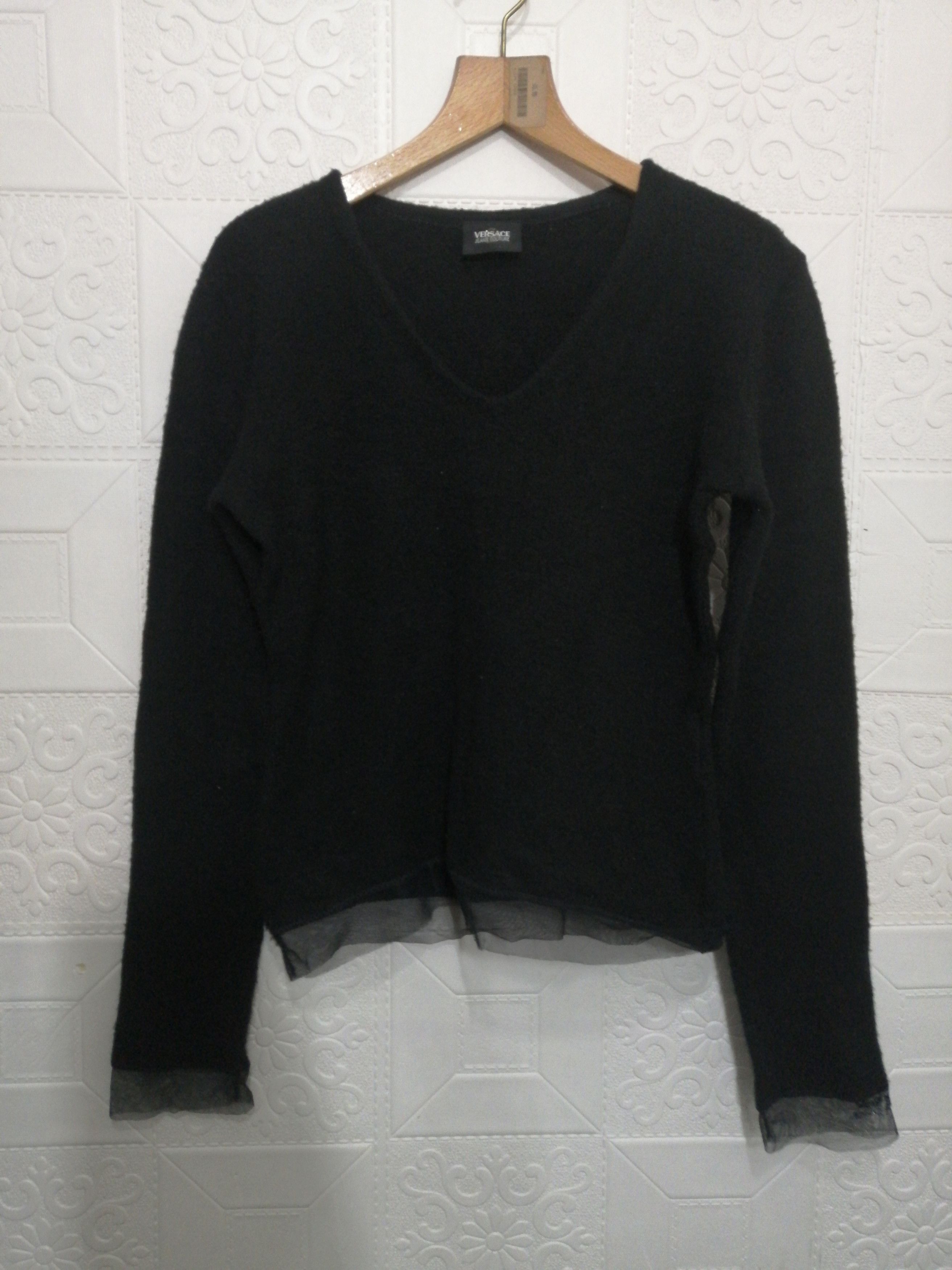 Designer × Versace Versace Black long sleeve crop top Size S / US 4 / IT 40 - 1 Thumbnail