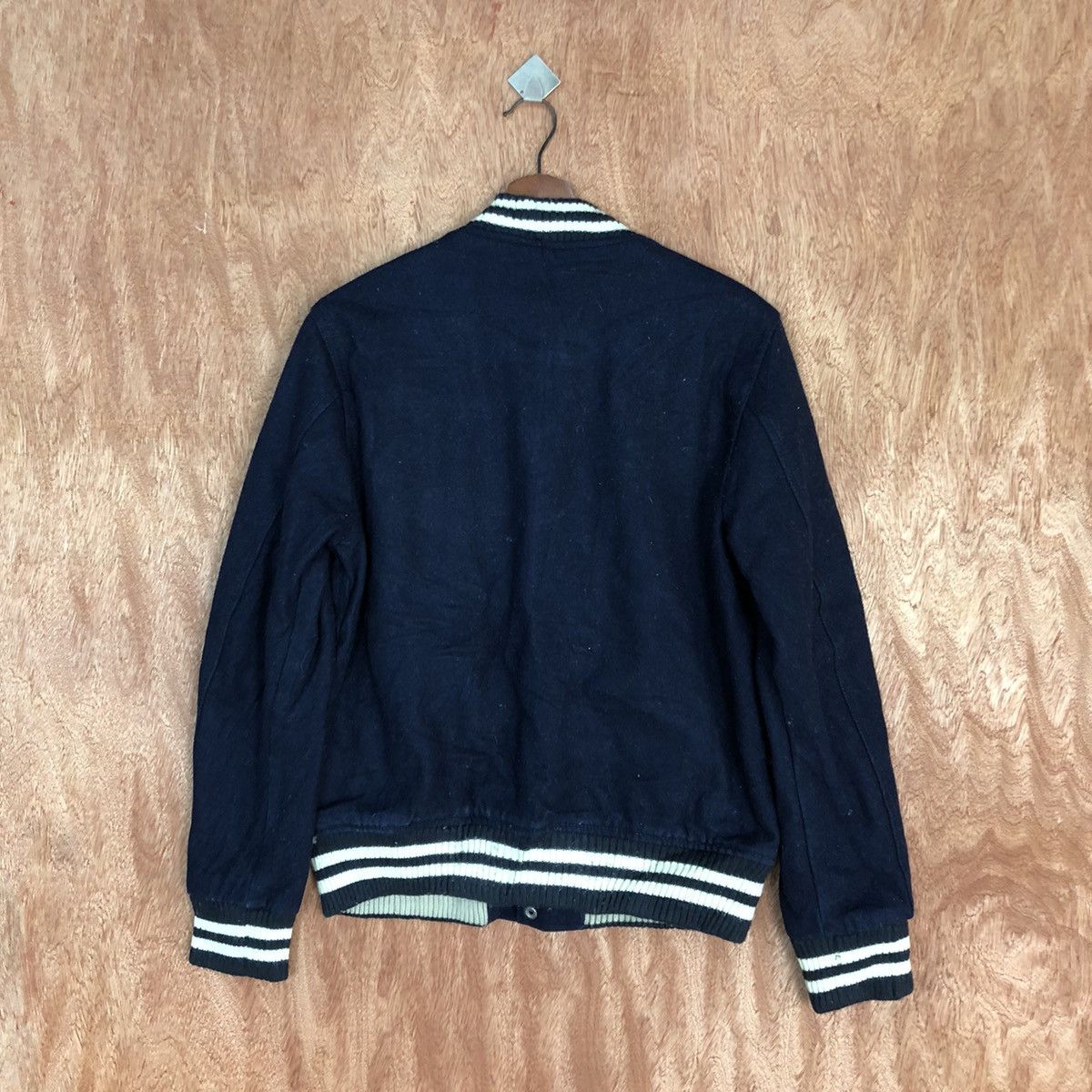 Vintage Japan Dark Blue plain Varsity Jacket #H301 Size US M / EU 48-50 / 2 - 12 Thumbnail