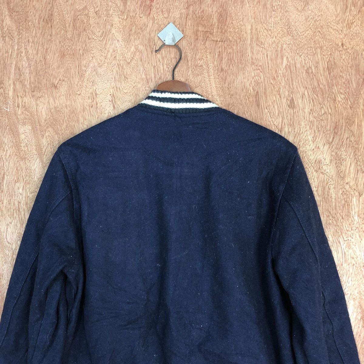 Vintage Japan Dark Blue plain Varsity Jacket #H301 Size US M / EU 48-50 / 2 - 11 Thumbnail