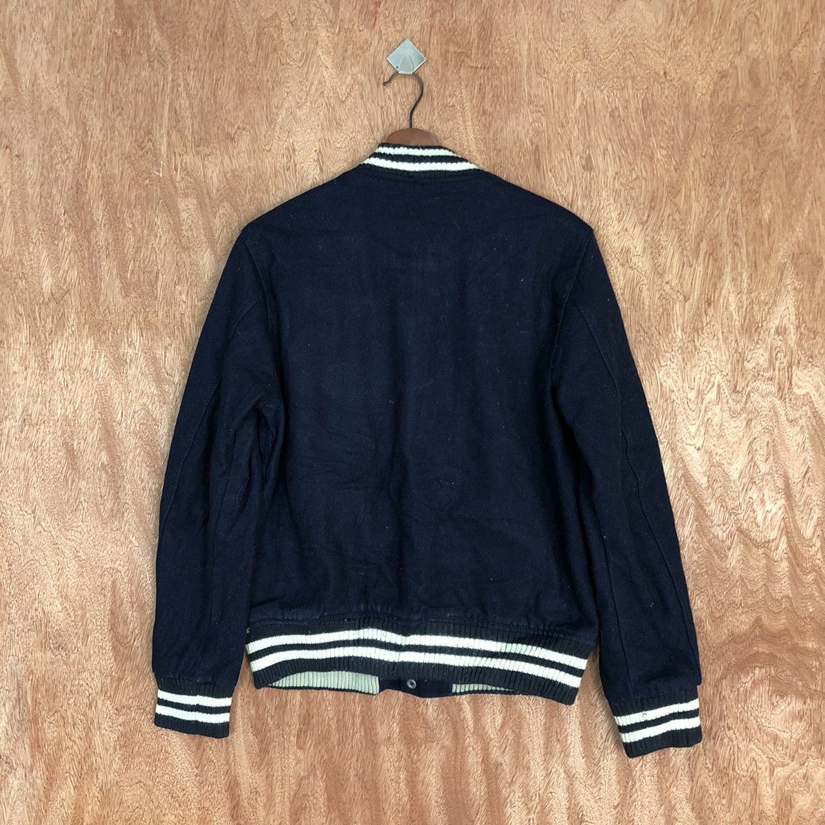 Vintage Japan Dark Blue plain Varsity Jacket #H301 Size US M / EU 48-50 / 2 - 10 Thumbnail