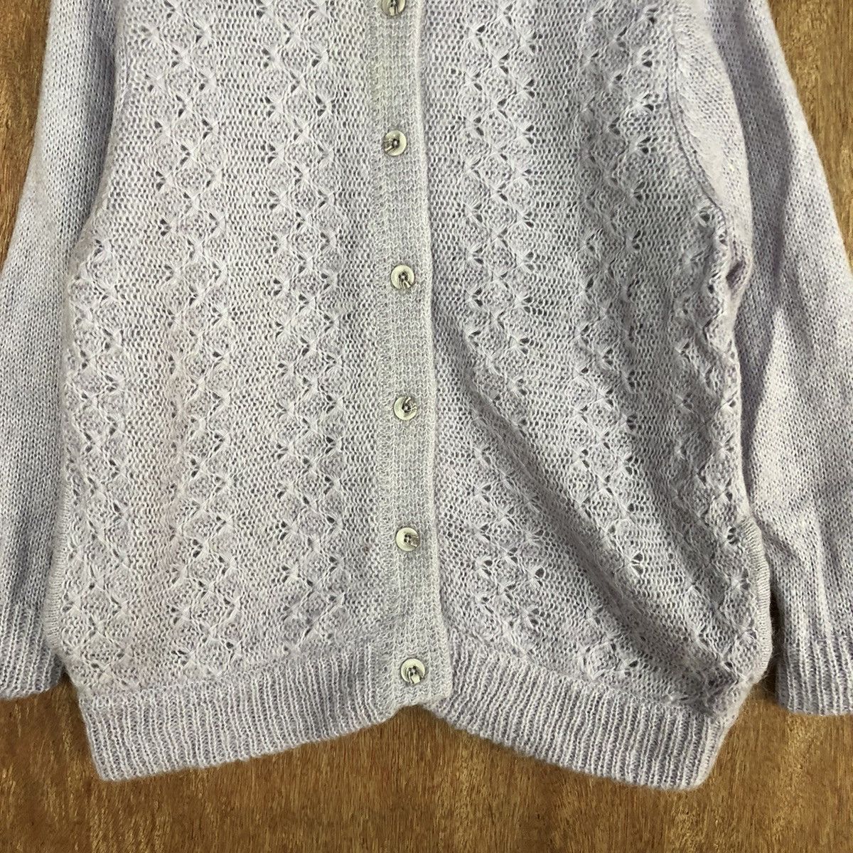 Vintage Japan Purple mohair cardigan Aran Isles Knitwear #H302 Size US L / EU 52-54 / 3 - 8 Thumbnail