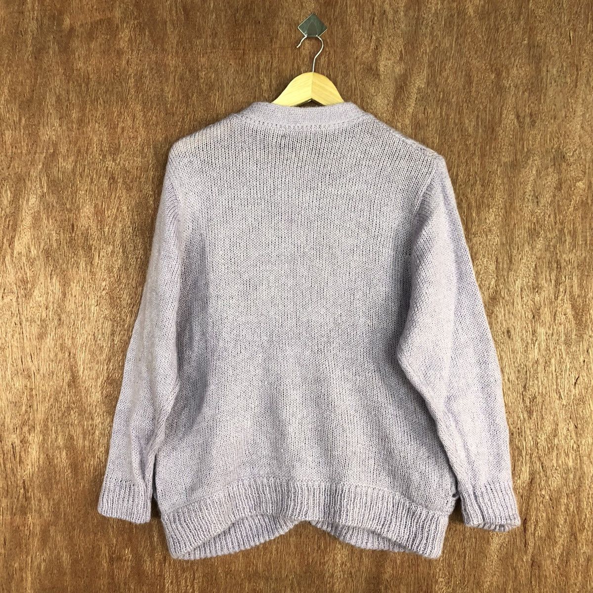 Vintage Japan Purple mohair cardigan Aran Isles Knitwear #H302 Size US L / EU 52-54 / 3 - 10 Thumbnail