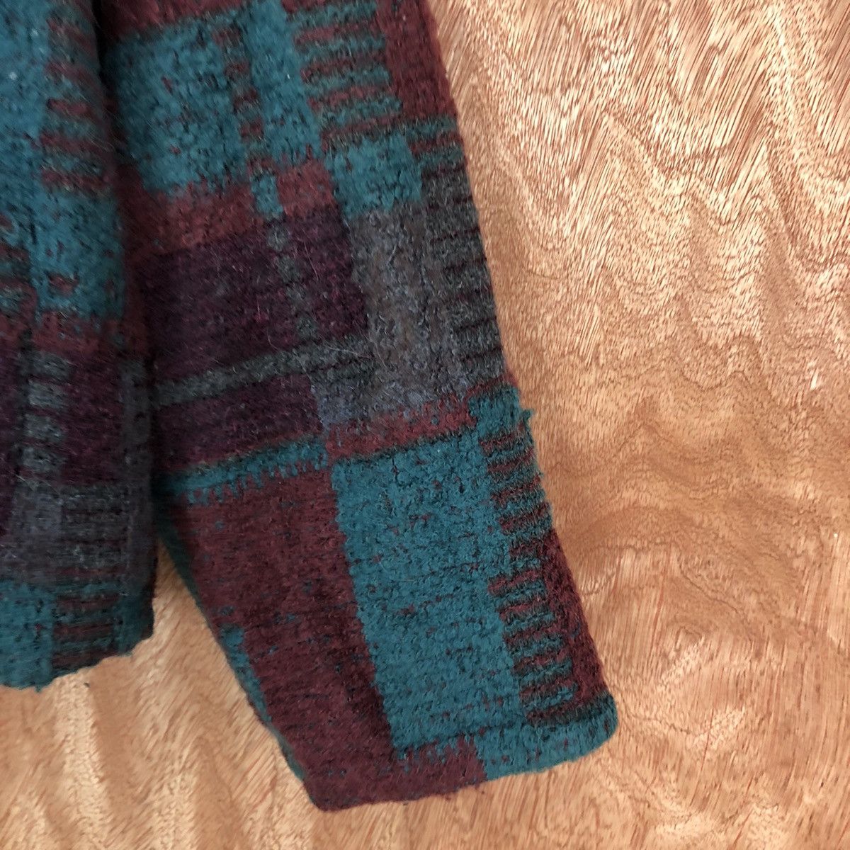 Japanese Brand Robe Co. Lto Maroon checkered cardigan Knitwear #H227 Size L / US 10 / IT 46 - 4 Thumbnail