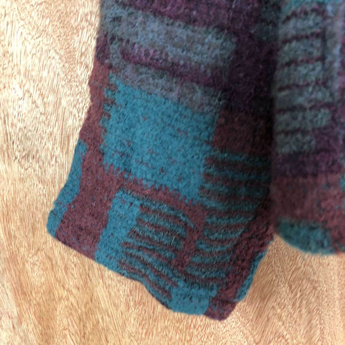 Japanese Brand Robe Co. Lto Maroon checkered cardigan Knitwear #H227 Size L / US 10 / IT 46 - 6 Thumbnail