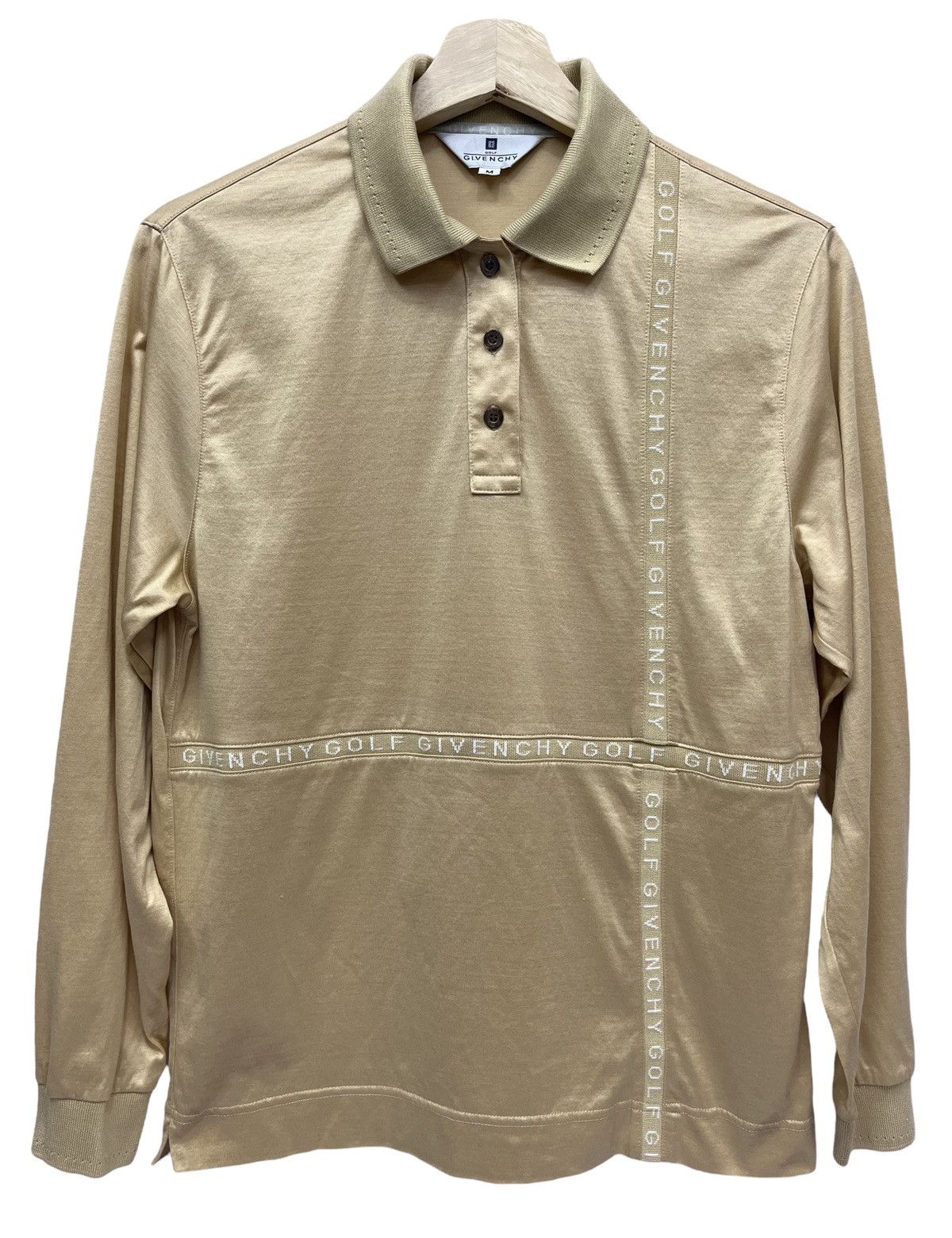 Vintage GIVENCHY GOLF Spell-Out Light Cotton Longsleeve Polo