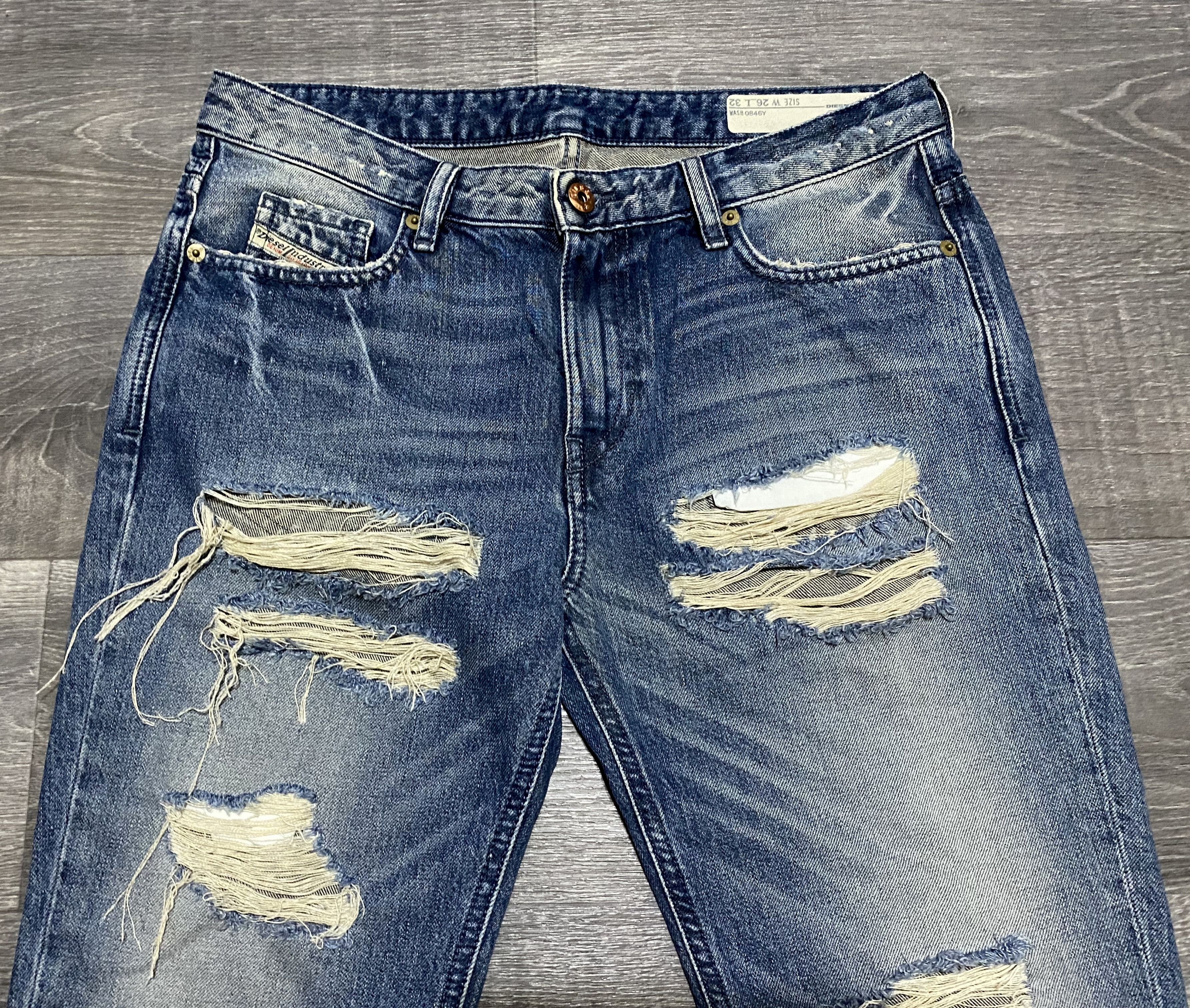 Diesel Women's Diesel Rizzo Washed Torn Distressed Denim Jeans Size 26" / US 2 / IT 38 - 4 Thumbnail