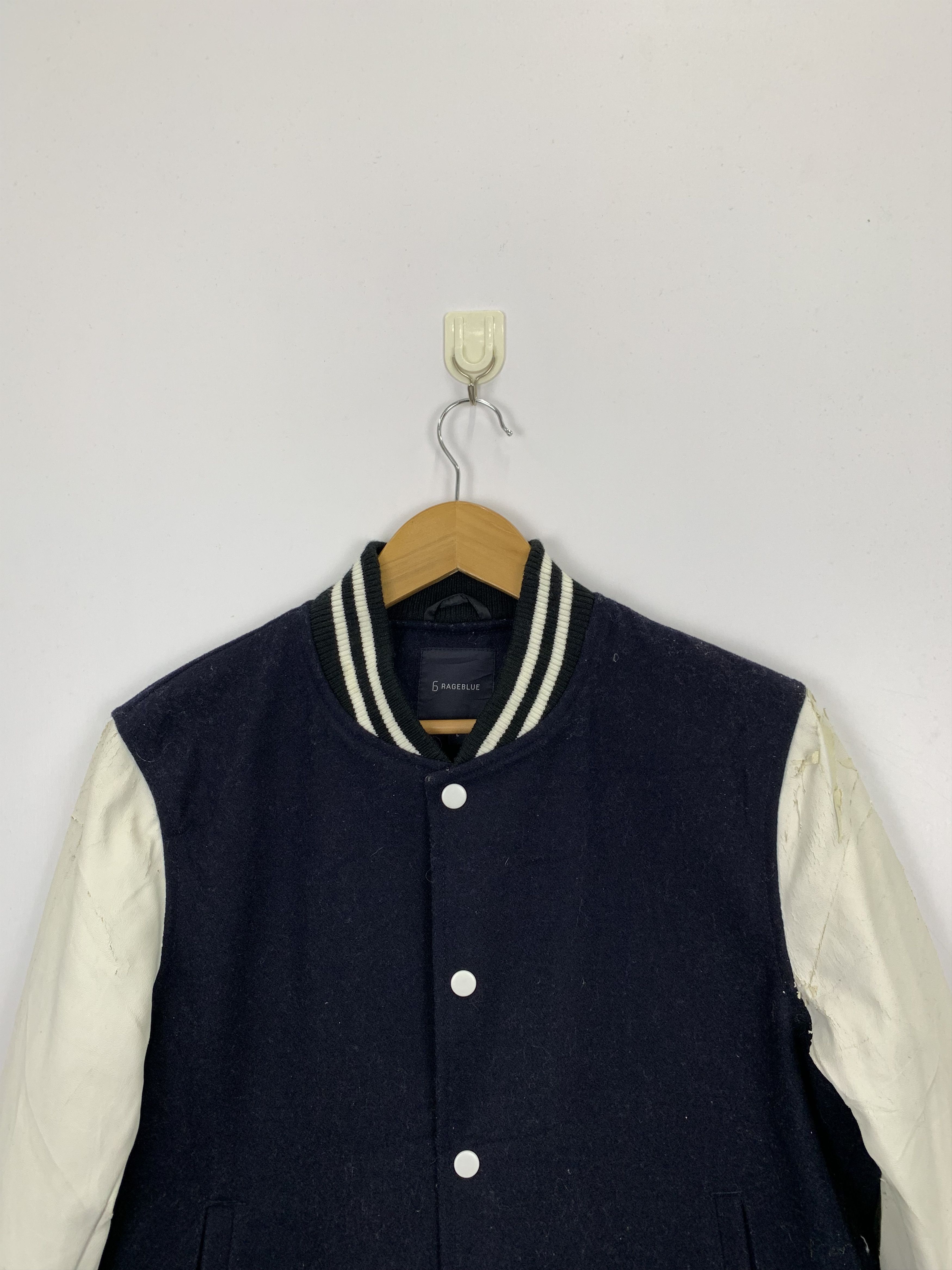 RAGEBLUE Rageblue Synthetic Sleeve Leather Varsity Jacket V0483 Size US L / EU 52-54 / 3 - 2 Thumbnail