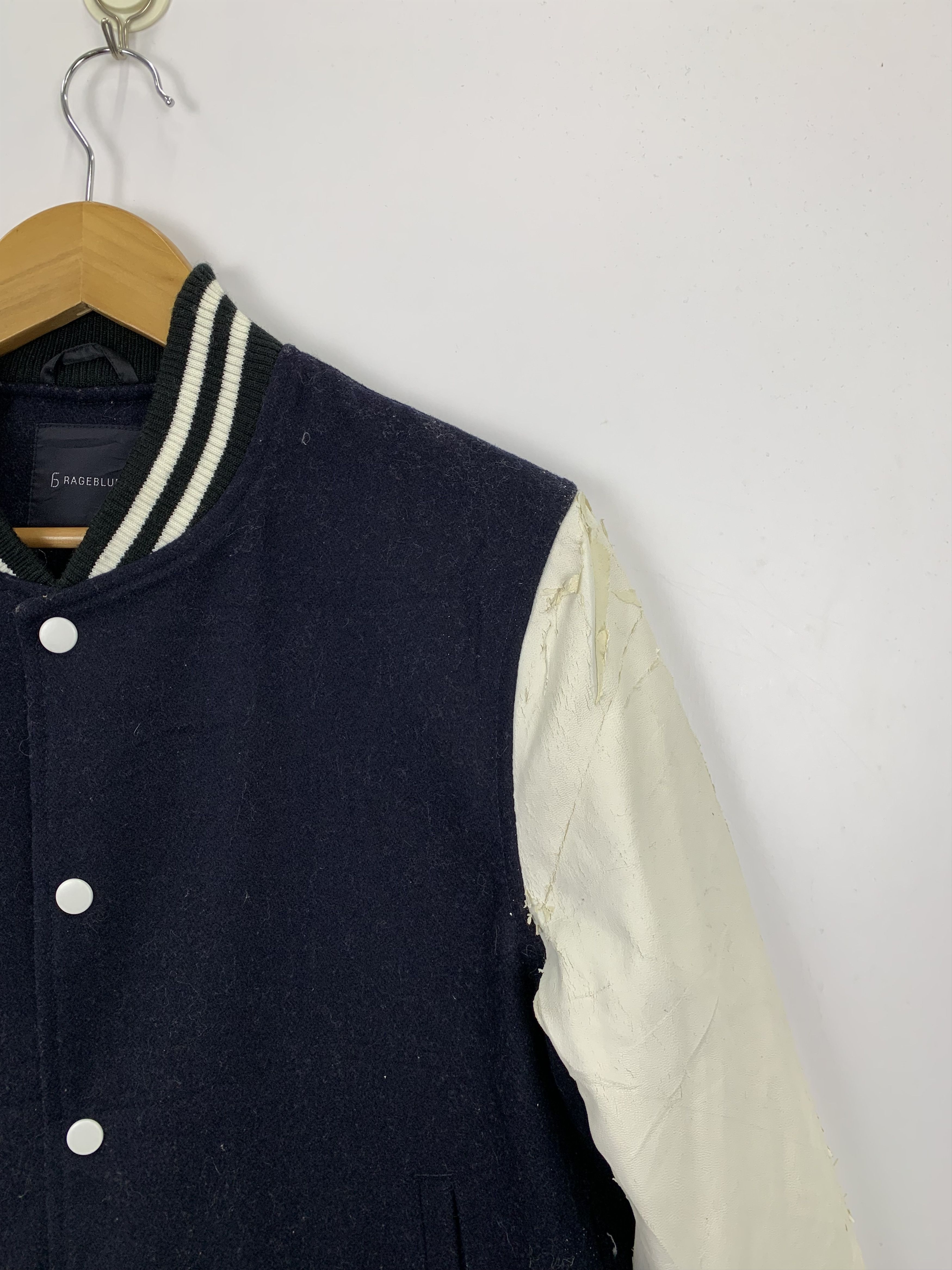 RAGEBLUE Rageblue Synthetic Sleeve Leather Varsity Jacket V0483 Size US L / EU 52-54 / 3 - 4 Thumbnail