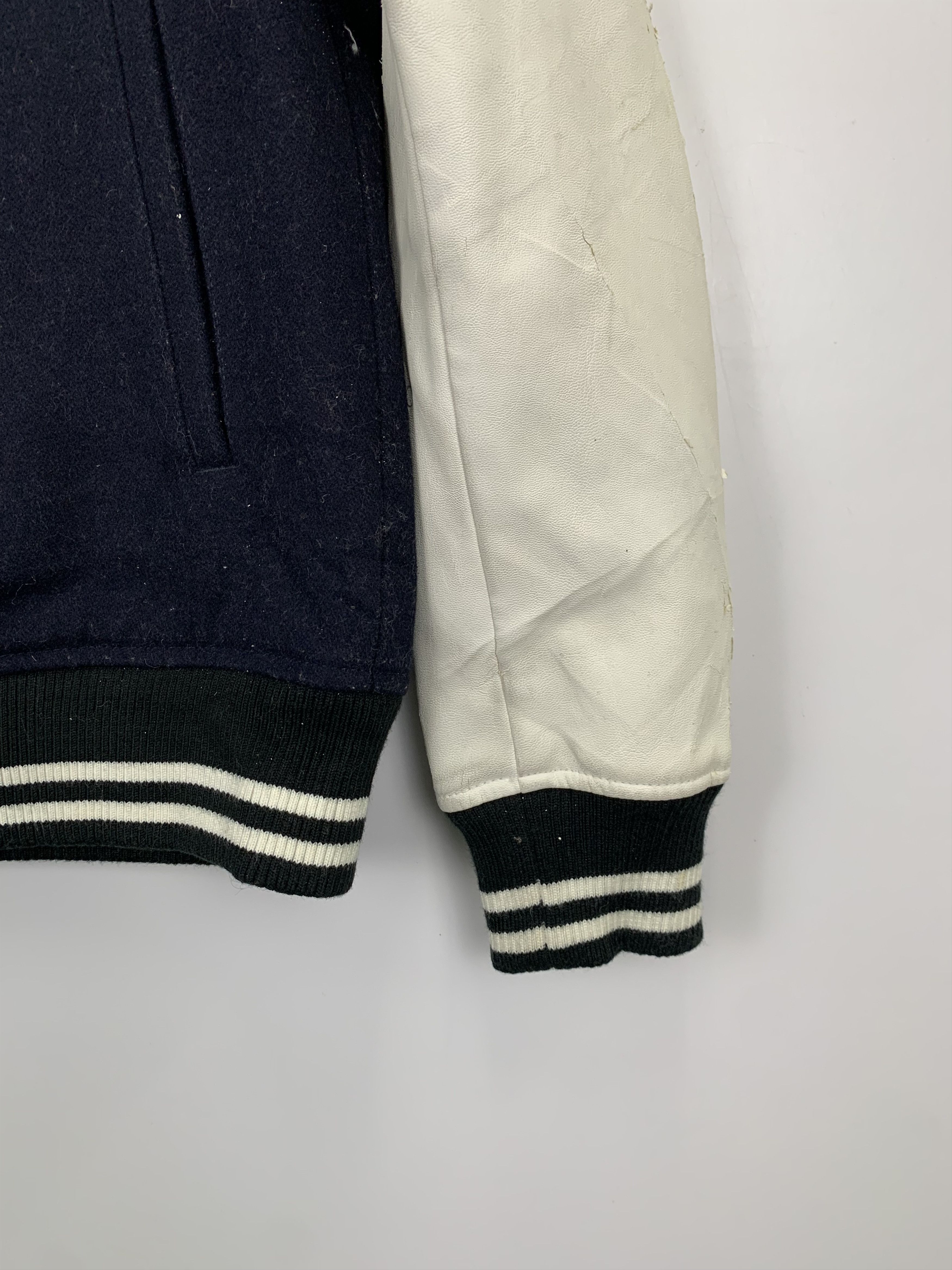 RAGEBLUE Rageblue Synthetic Sleeve Leather Varsity Jacket V0483 Size US L / EU 52-54 / 3 - 3 Thumbnail