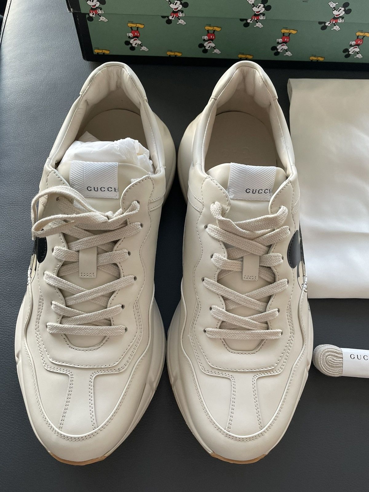 Disney × Gucci × Mickey Mouse New Super Rare Gucci x Mickey Mouse Rhyton Leather Sneaker Size US 12 / EU 45 - 13 Thumbnail