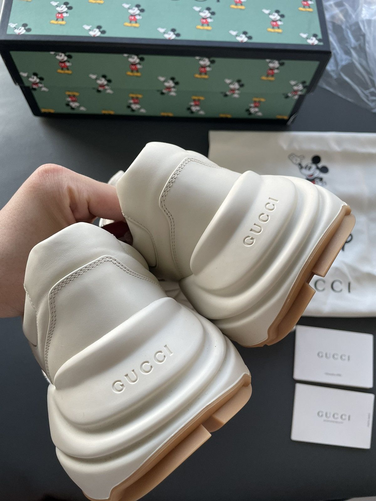 Disney × Gucci × Mickey Mouse New Super Rare Gucci x Mickey Mouse Rhyton Leather Sneaker Size US 12 / EU 45 - 15 Thumbnail