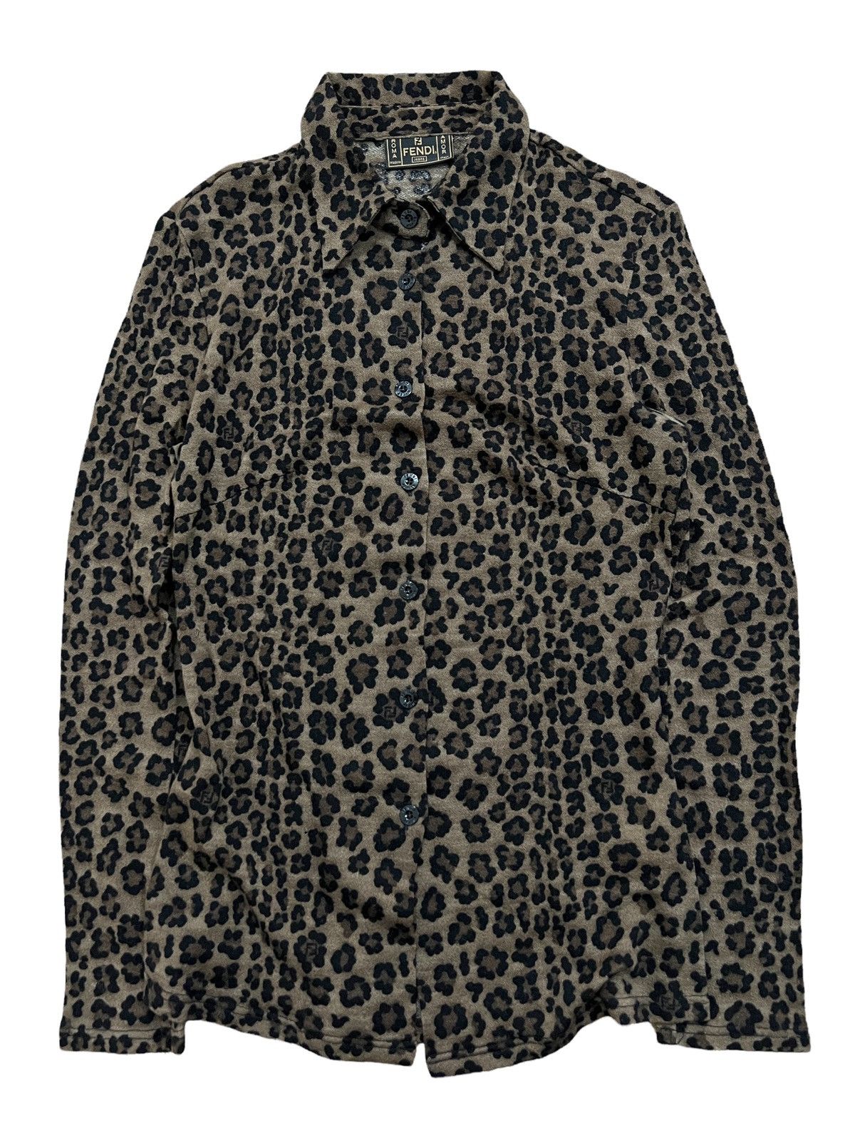 Fendi Authentic FENDI Made In Italy Leopard Print Button Shirt