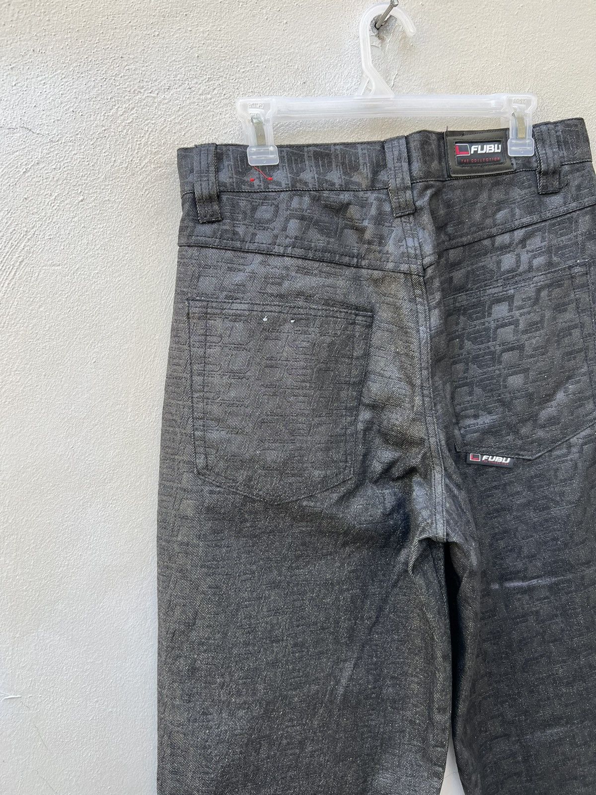 Fubu Vintage 2000s FUBU Collection Coated Denim Monogram Jeans Size US 32 / EU 48 - 11 Thumbnail