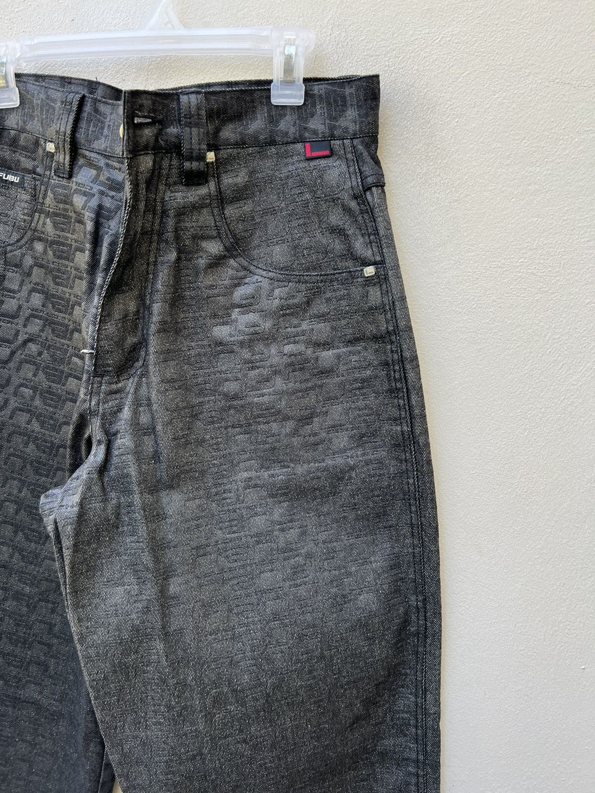 Fubu Vintage 2000s FUBU Collection Coated Denim Monogram Jeans Size US 32 / EU 48 - 8 Thumbnail