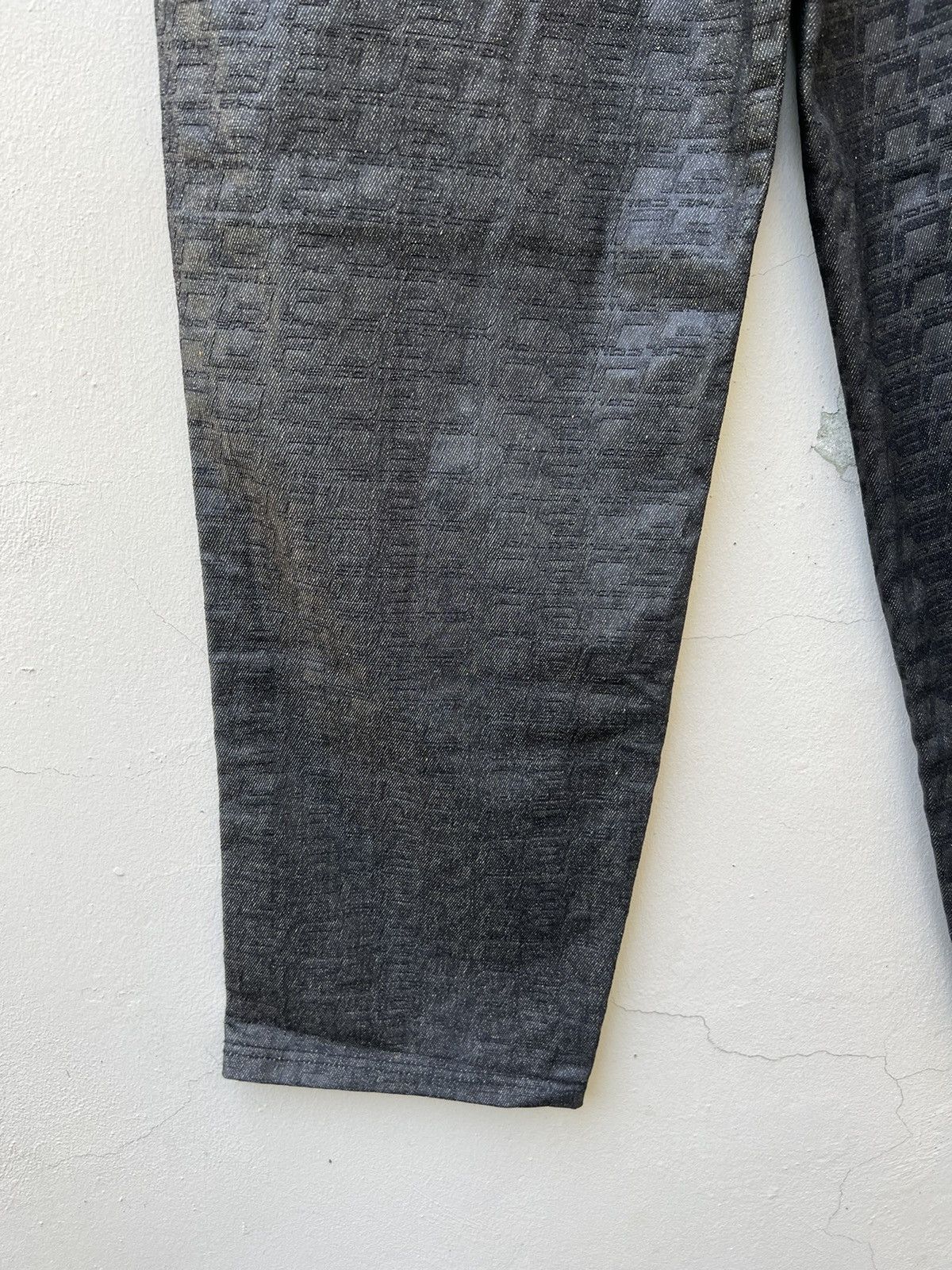 Fubu Vintage 2000s FUBU Collection Coated Denim Monogram Jeans Size US 32 / EU 48 - 12 Thumbnail