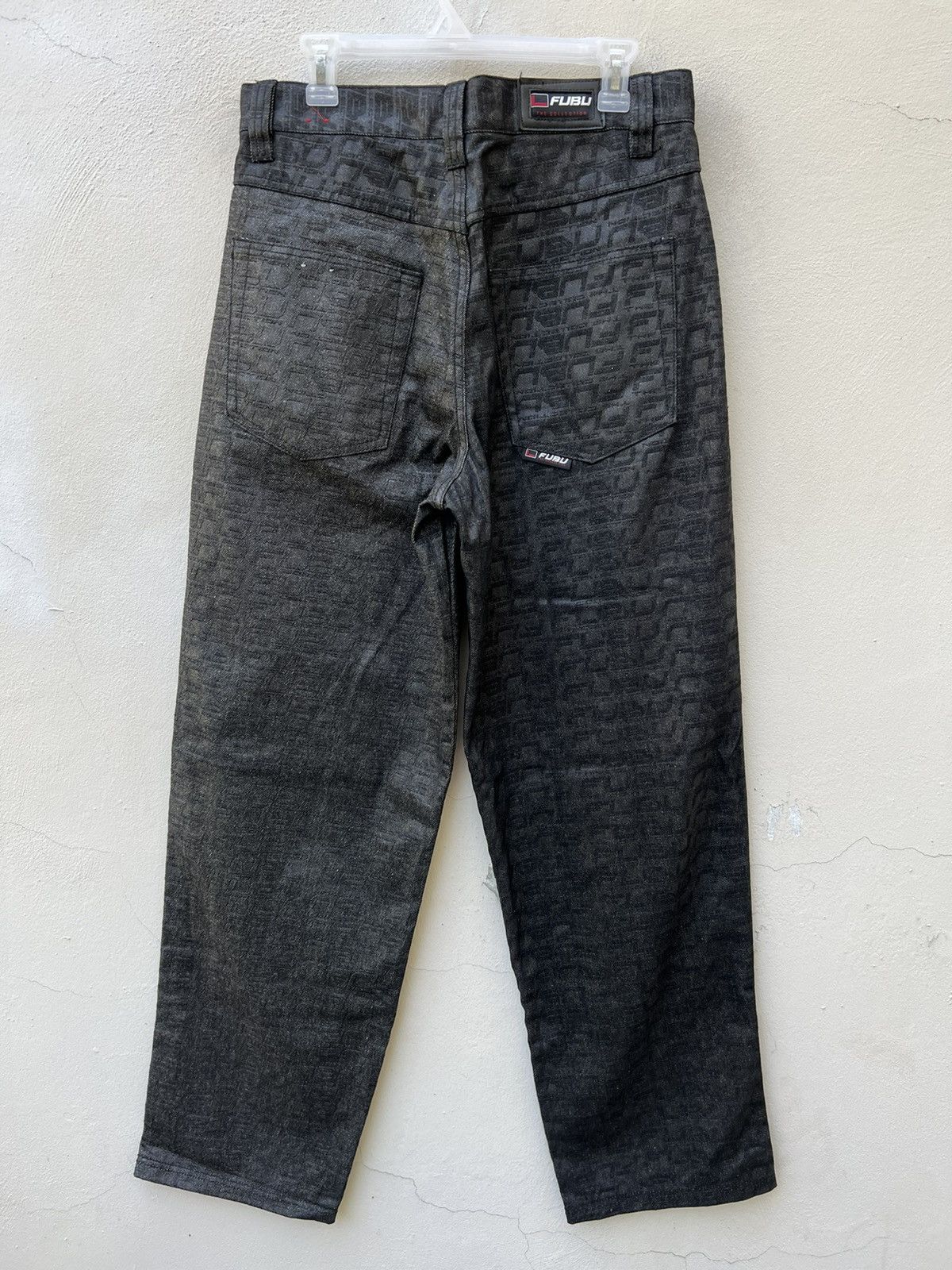 Fubu Vintage 2000s FUBU Collection Coated Denim Monogram Jeans Size US 32 / EU 48 - 10 Thumbnail