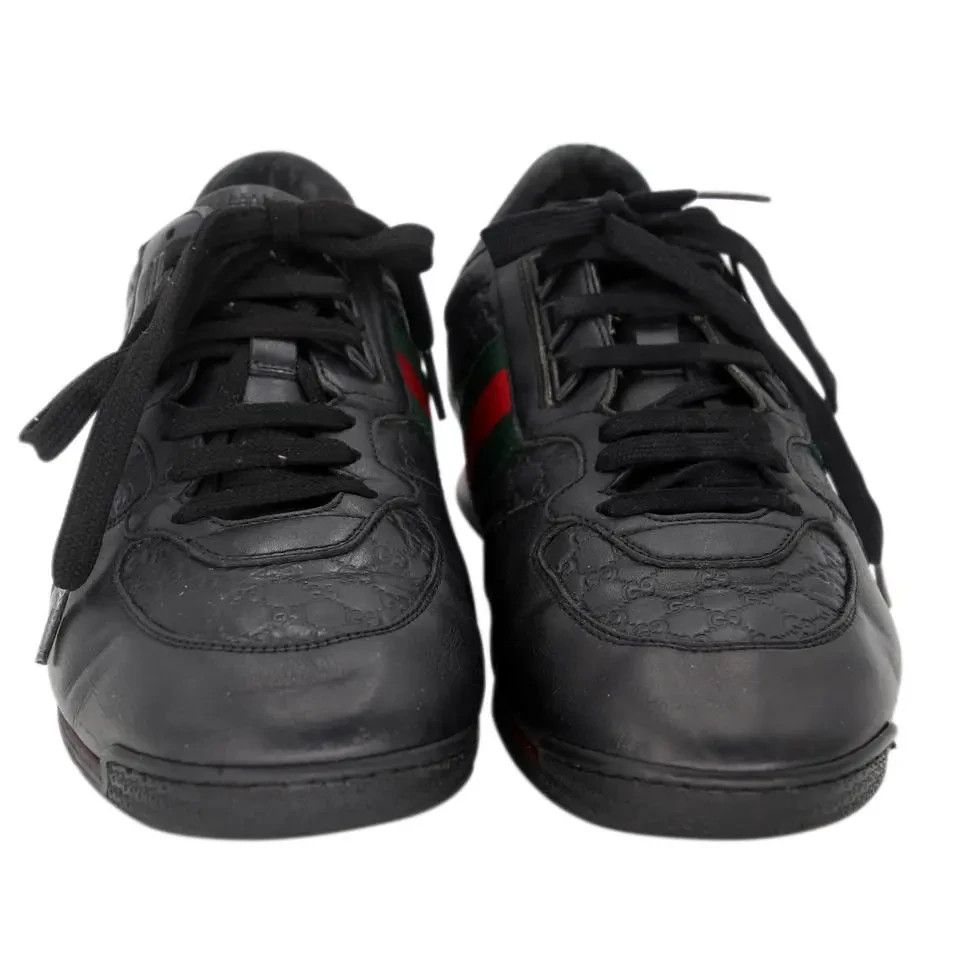 Black Guccissima Leather and Classic Web Men's Sneakers