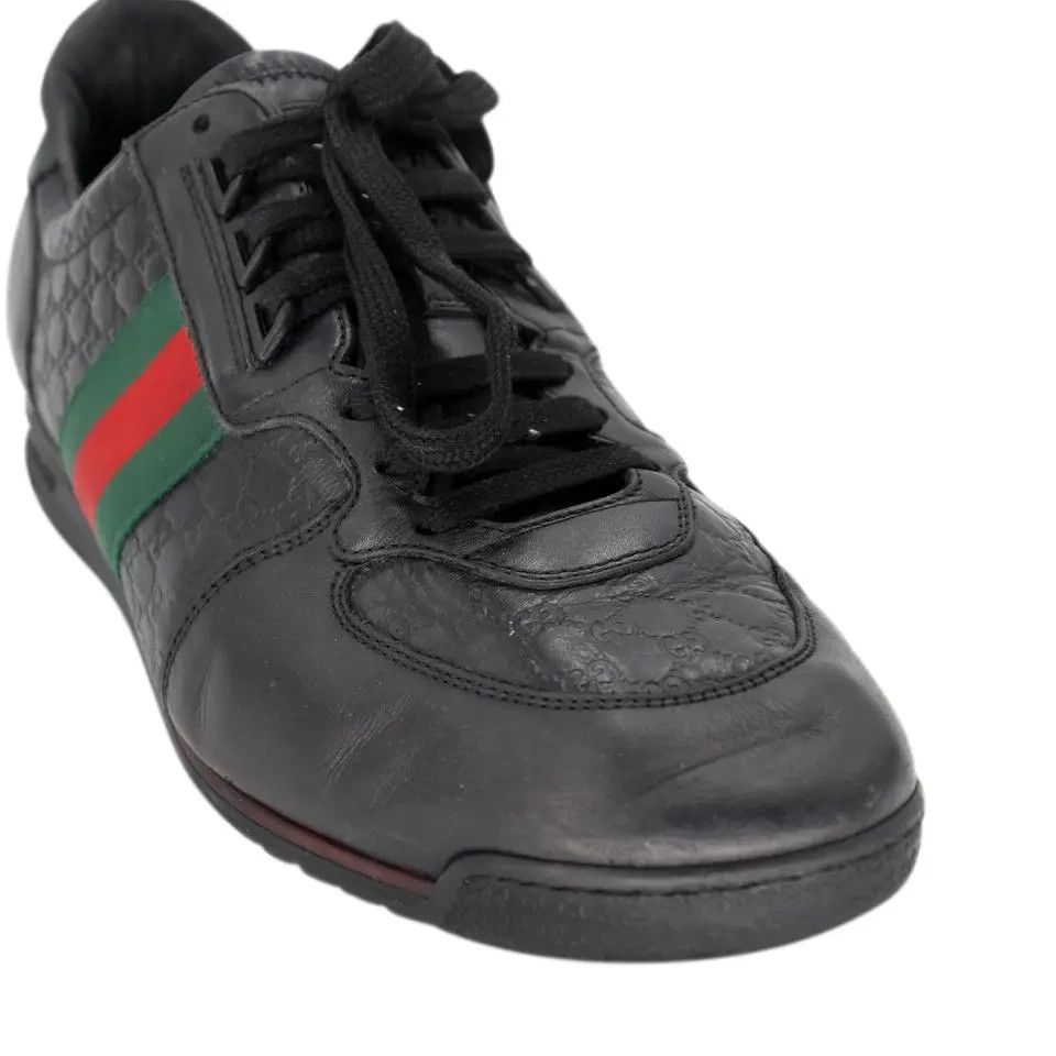 Black Guccissima Leather and Classic Web Men's Sneakers