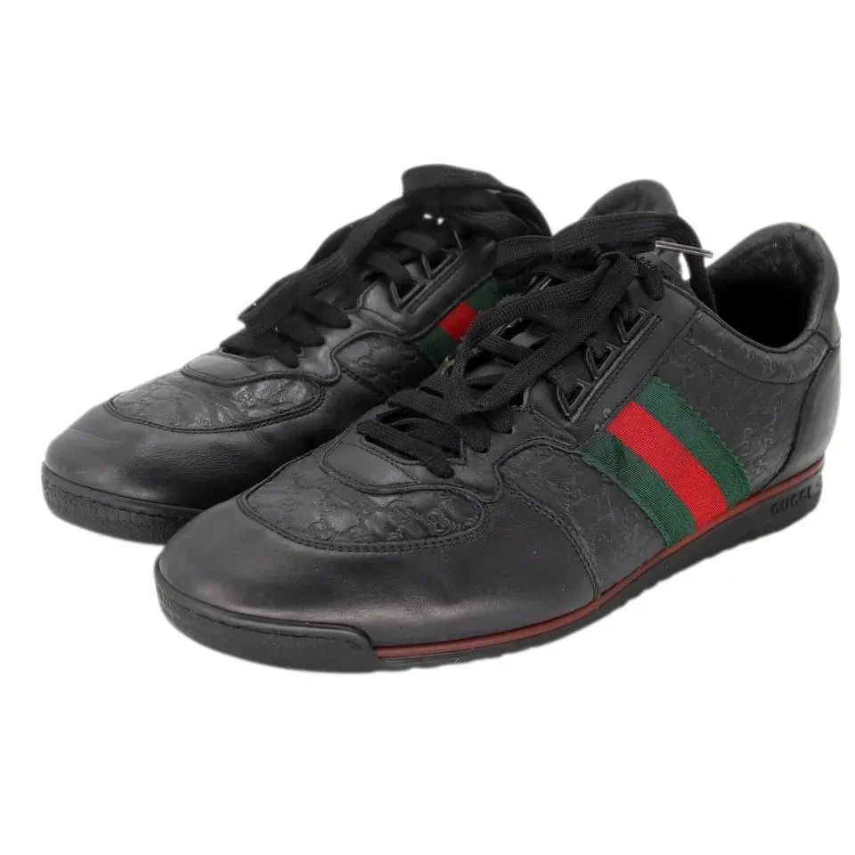 Black Guccissima Leather and Classic Web Men's Sneakers