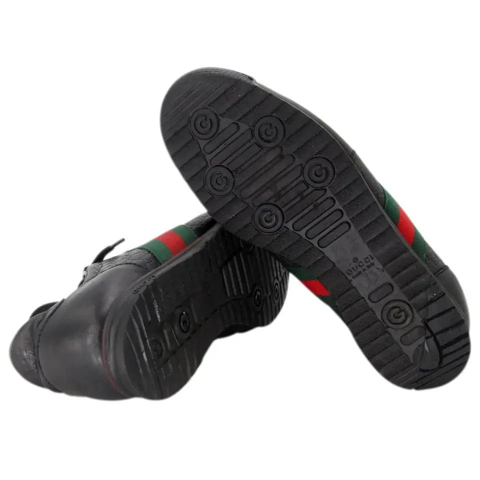 Black Guccissima Leather and Classic Web Men's Sneakers