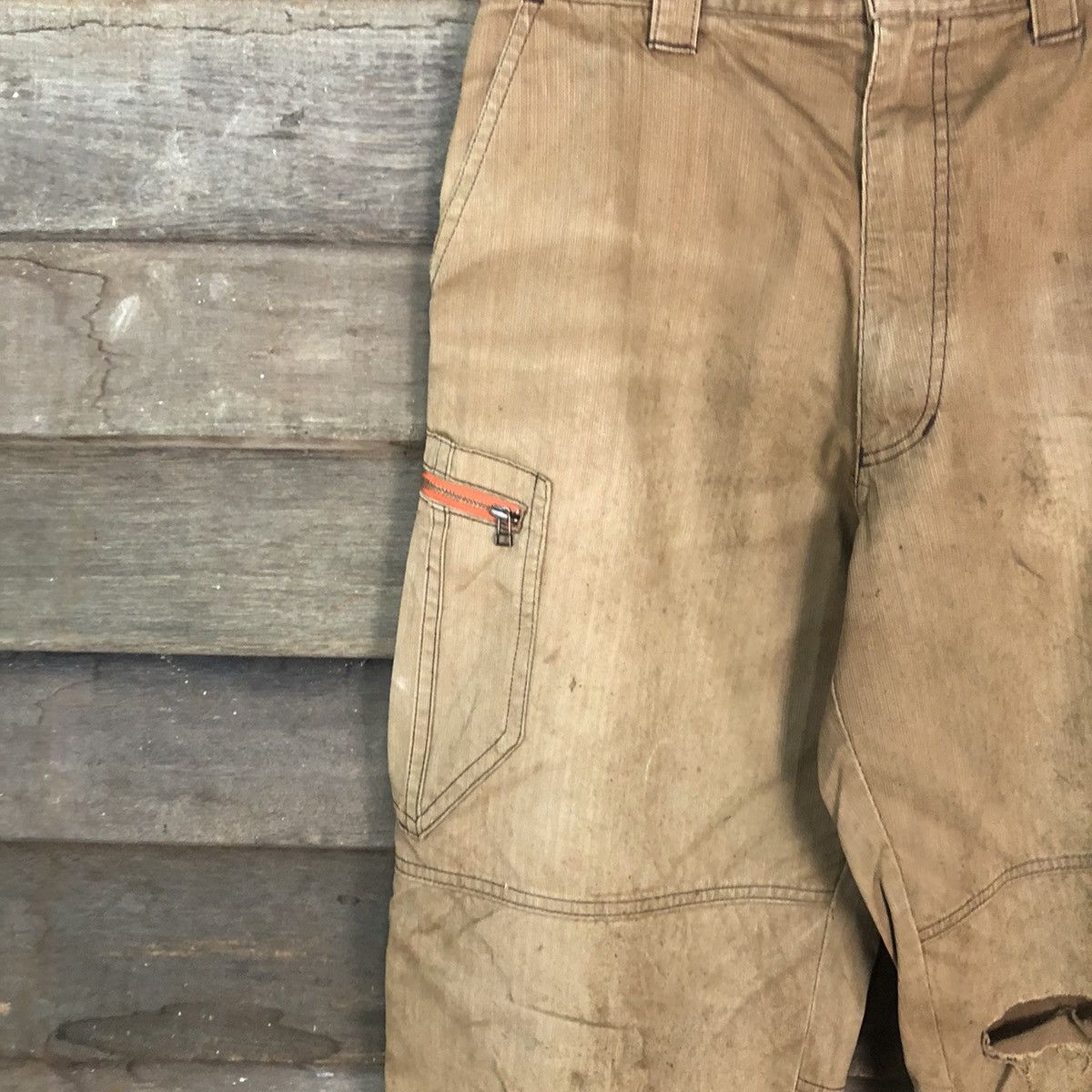 Japanese Brand Jawin Brown Faded thrashed Cargo Multipocket Pants #6844 Size US 29 - 6 Thumbnail