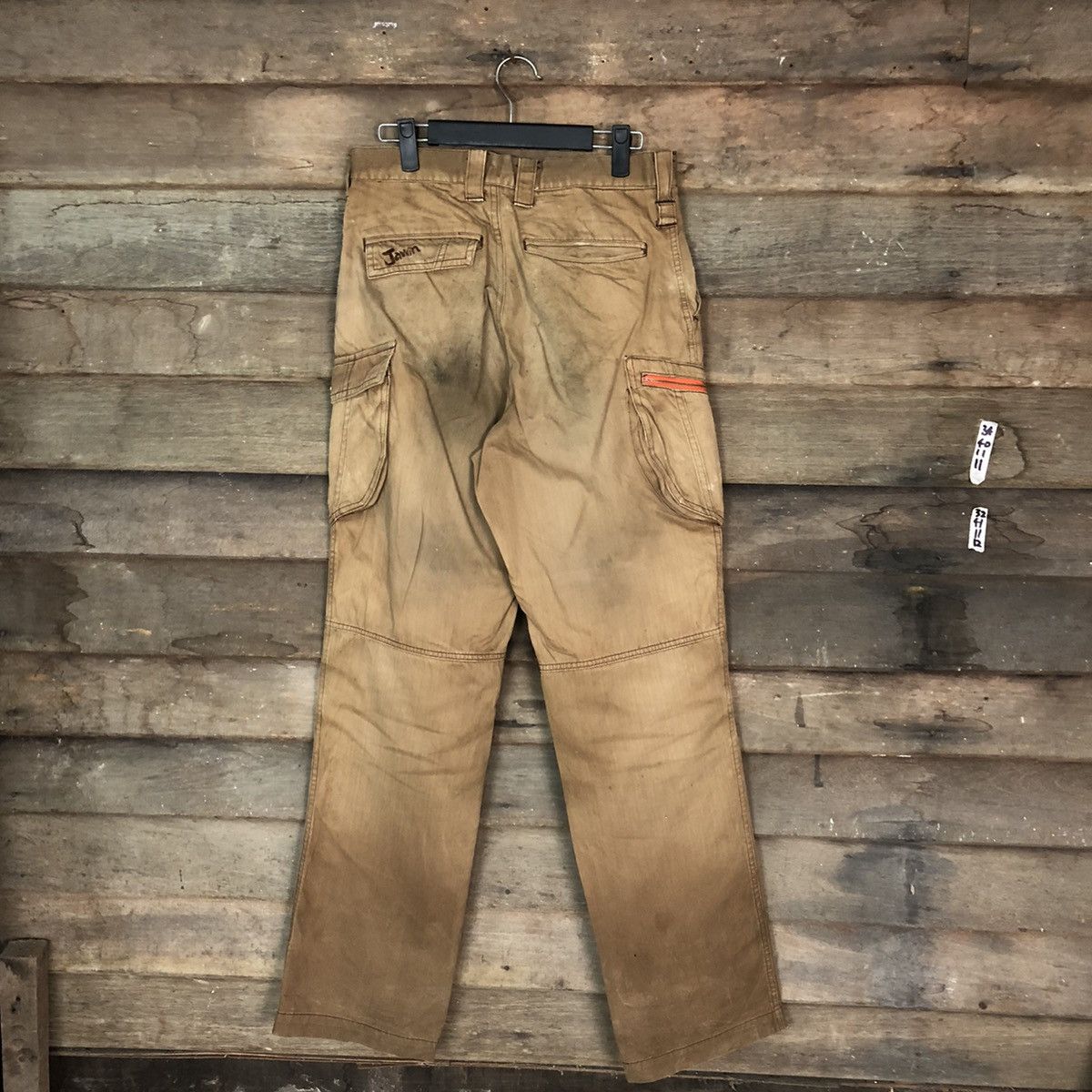 Japanese Brand Jawin Brown Faded thrashed Cargo Multipocket Pants #6844 Size US 29 - 13 Thumbnail
