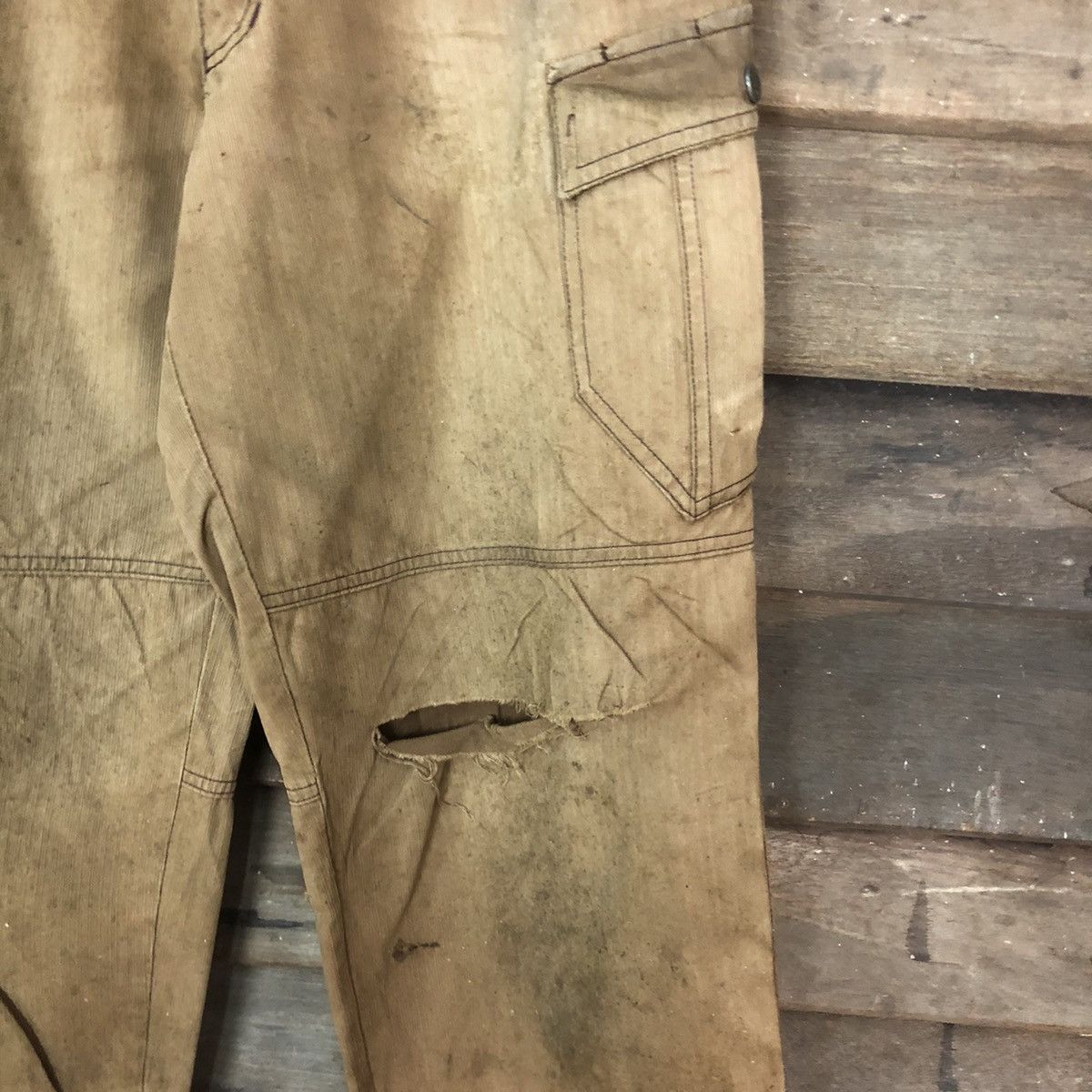 Japanese Brand Jawin Brown Faded thrashed Cargo Multipocket Pants #6844 Size US 29 - 11 Thumbnail