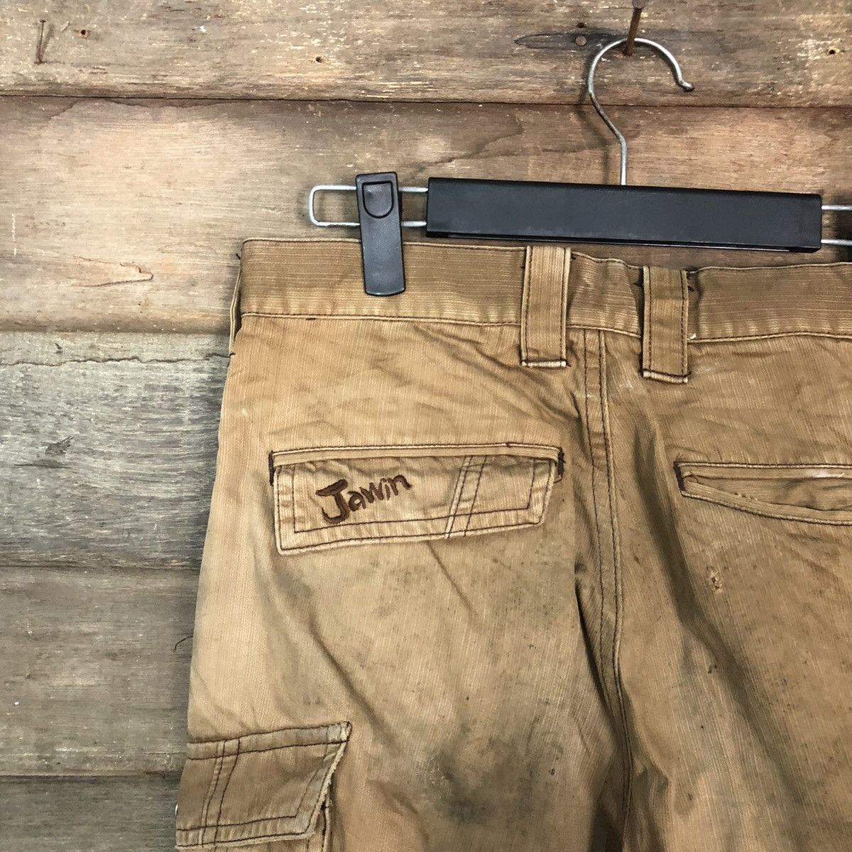 Japanese Brand Jawin Brown Faded thrashed Cargo Multipocket Pants #6844 Size US 29 - 16 Thumbnail