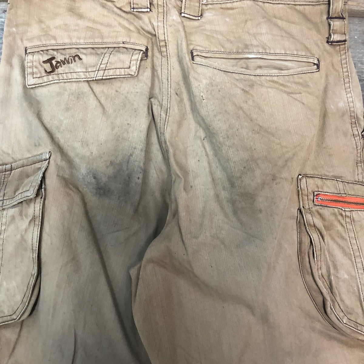 Japanese Brand Jawin Brown Faded thrashed Cargo Multipocket Pants #6844 Size US 29 - 19 Thumbnail