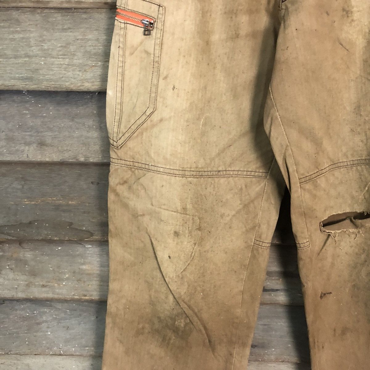 Japanese Brand Jawin Brown Faded thrashed Cargo Multipocket Pants #6844 Size US 29 - 10 Thumbnail