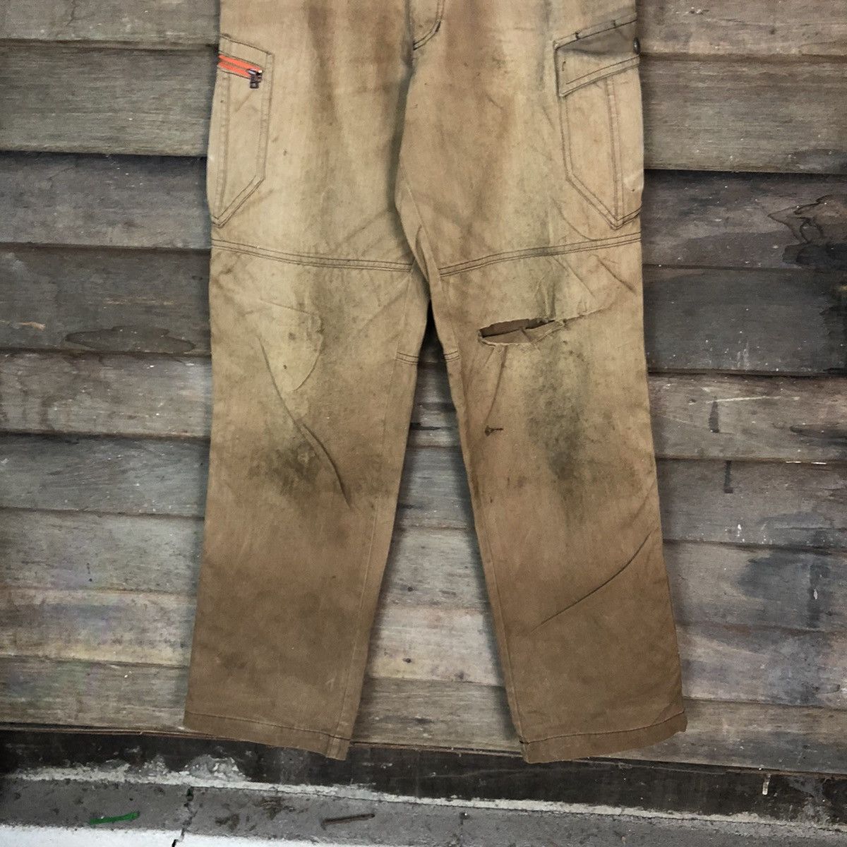 Japanese Brand Jawin Brown Faded thrashed Cargo Multipocket Pants #6844 Size US 29 - 3 Thumbnail