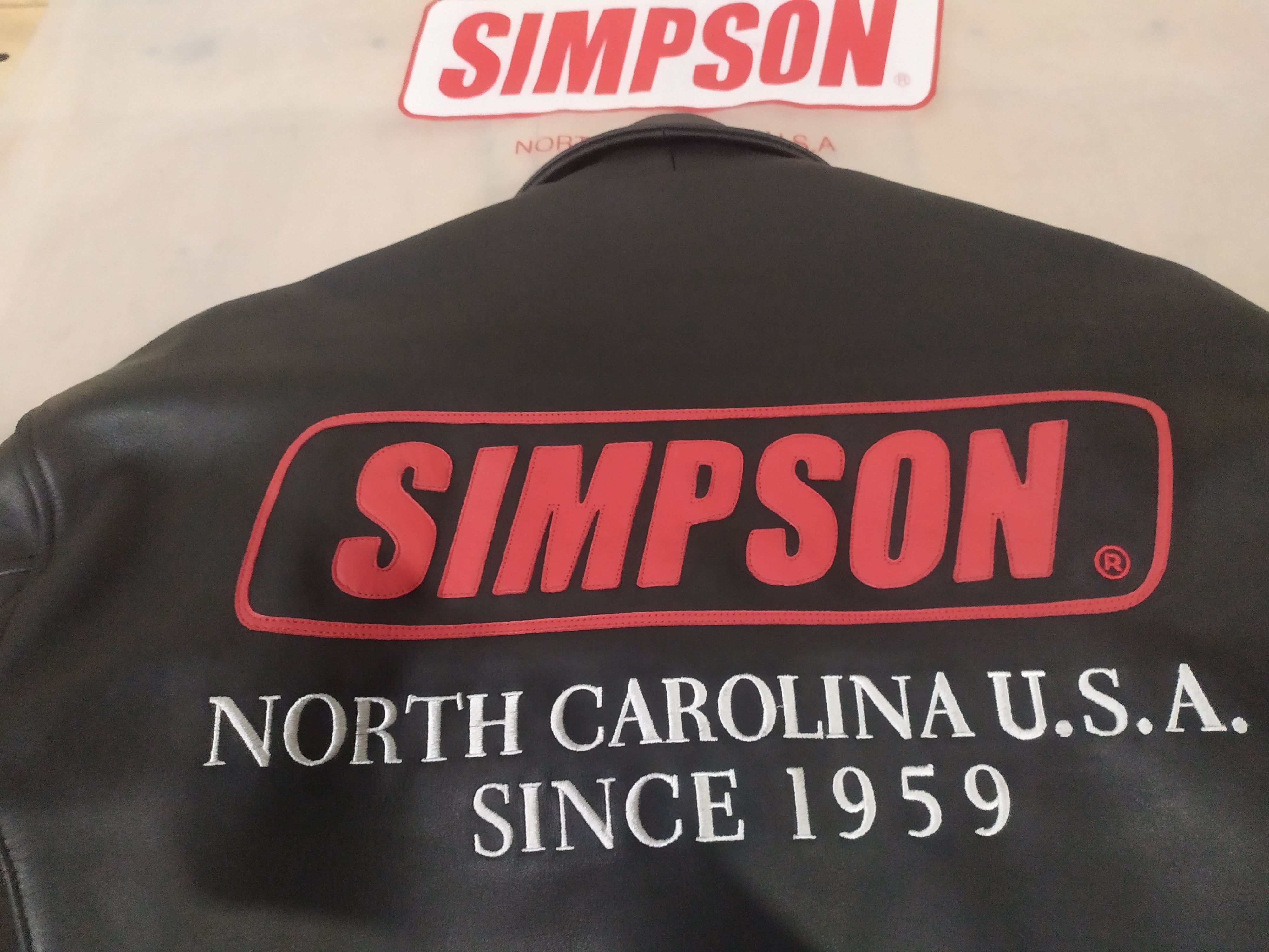 Genuine Leather SIMPSON® NORTH CAROLINA U. S.A LEATHER RIDER JACKET Size US L / EU 52-54 / 3 - 10 Thumbnail